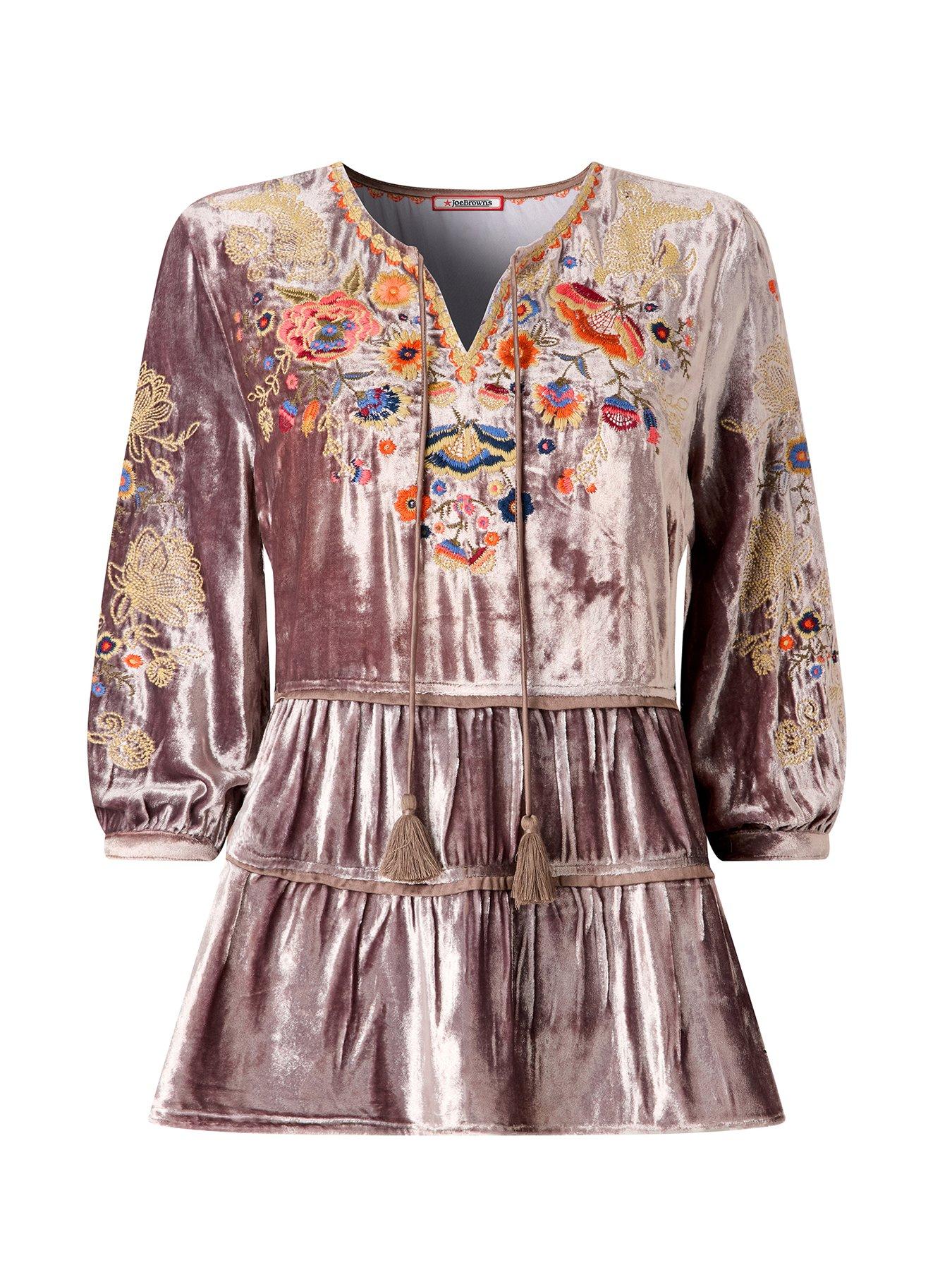 Image 6 of 6 of Joe Browns Exquisite Velvet Embroidered Top - Grey