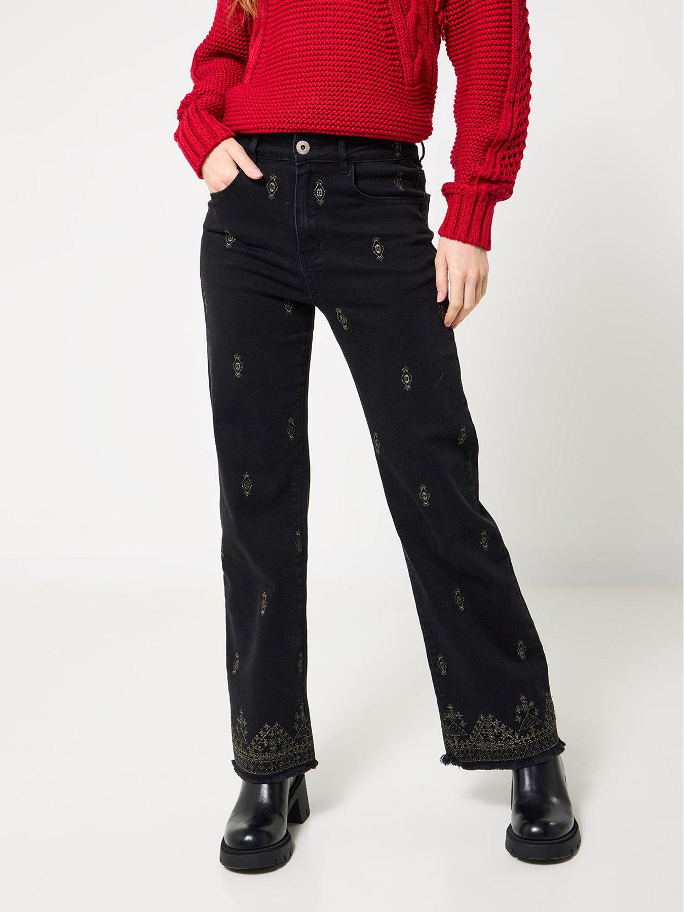 Joe Browns Selena Embroidered Straight Leg Jeans - Black