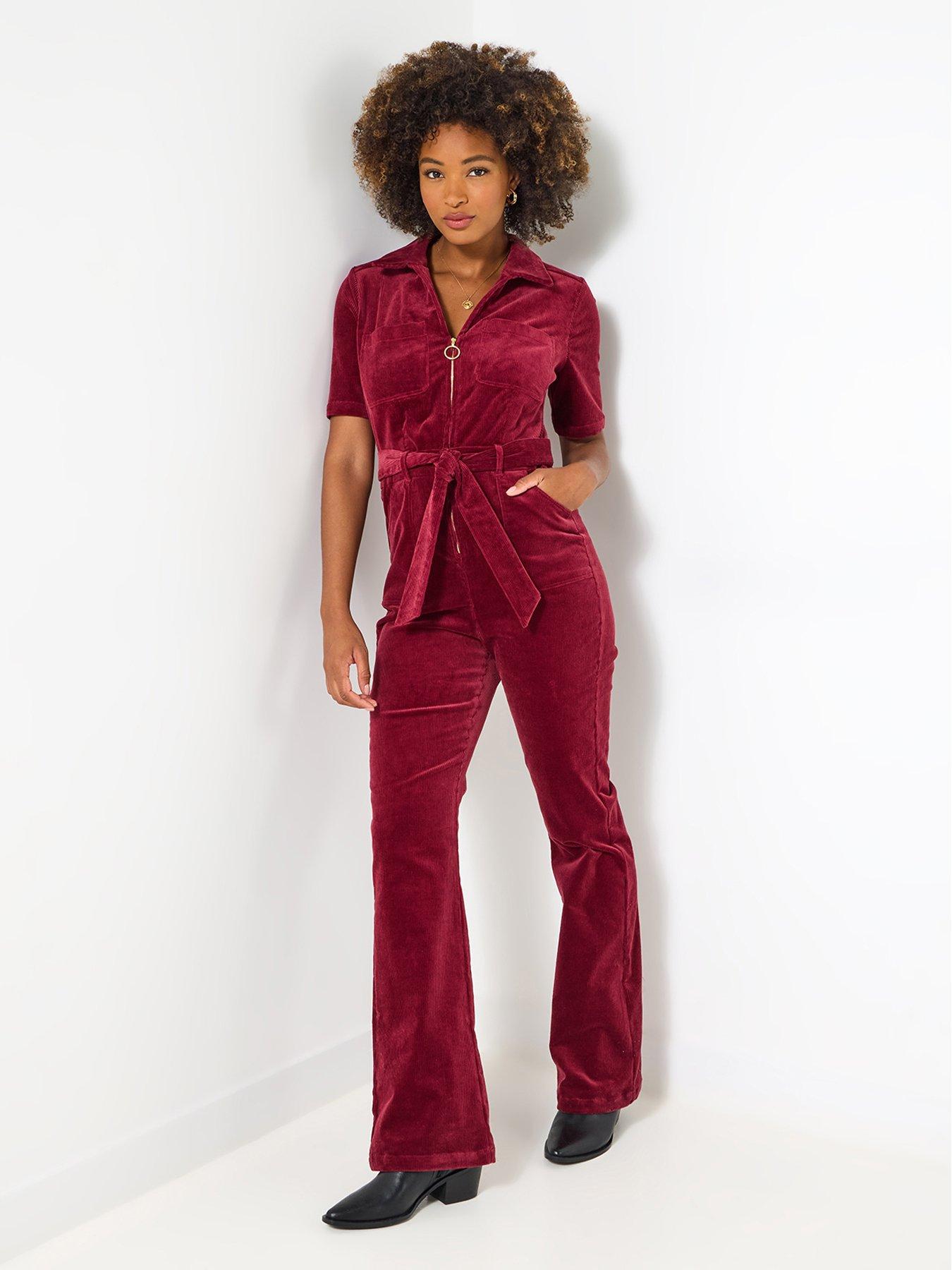 Image 1 of 6 of Joe Browns Pixie Cord Jumpsuit - Berry