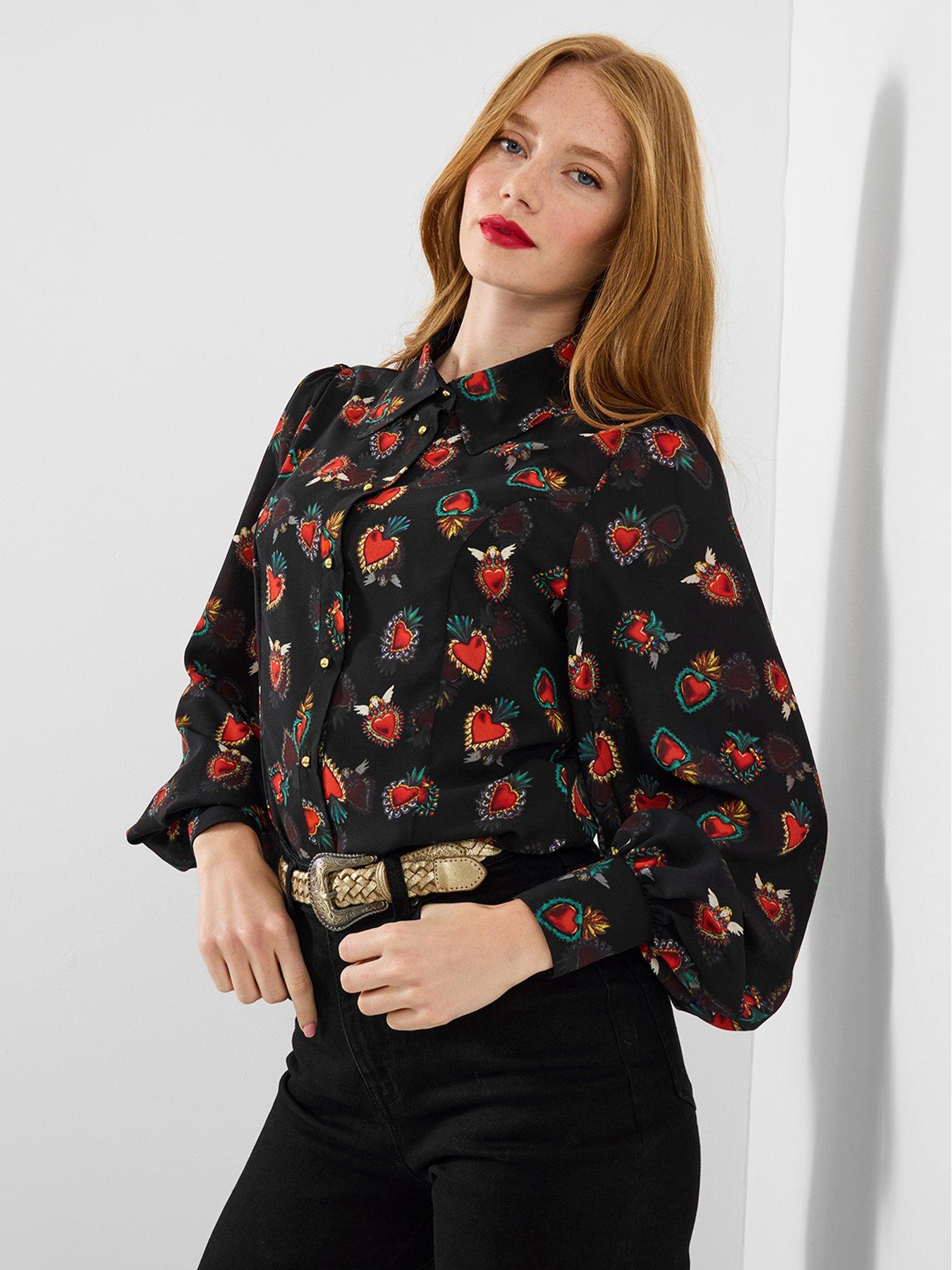 joe-browns-heart-print-georgette-blouse-with-cami-blackfront