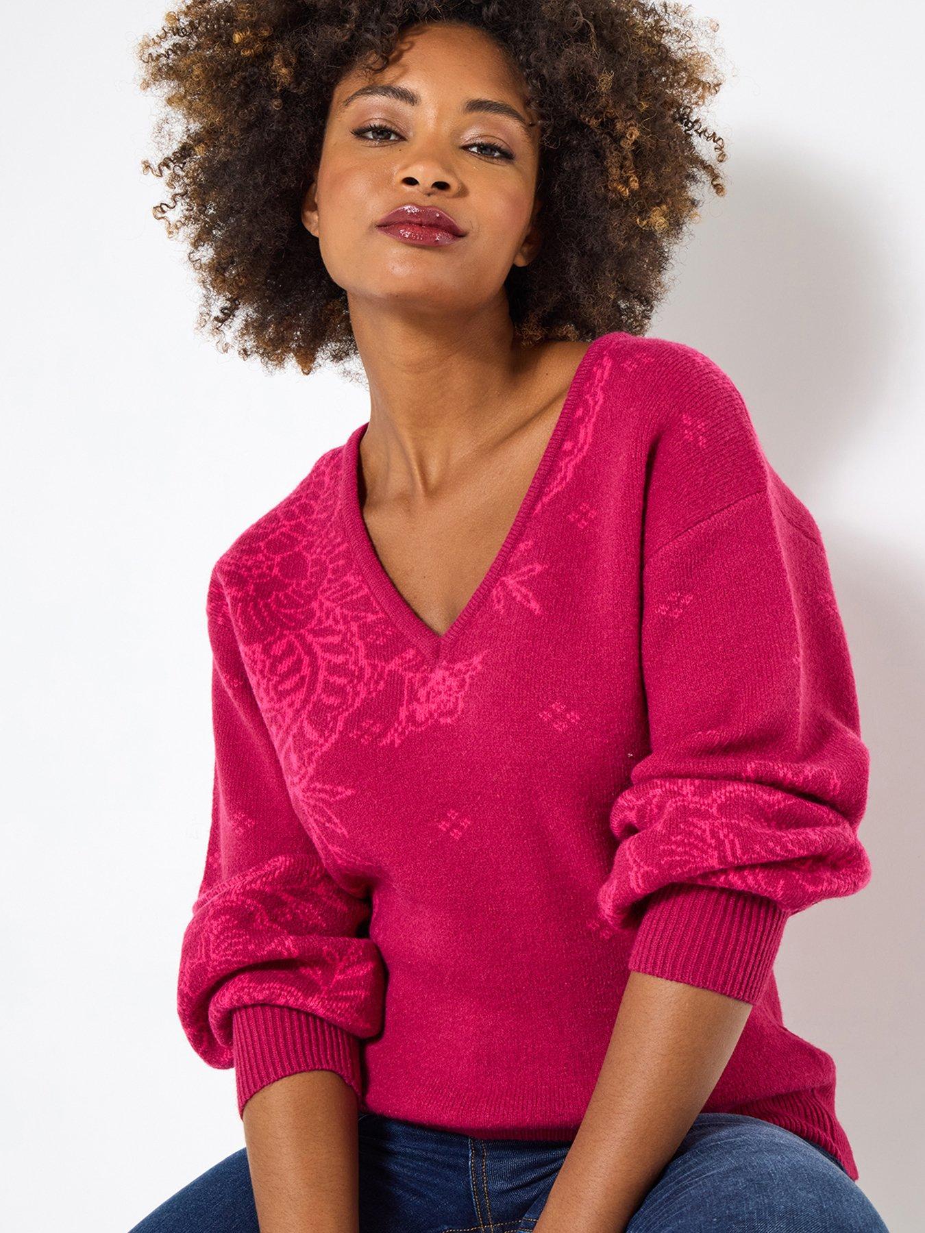 joe-browns-perfect-paisley-v--neck-jumper-pinkfront
