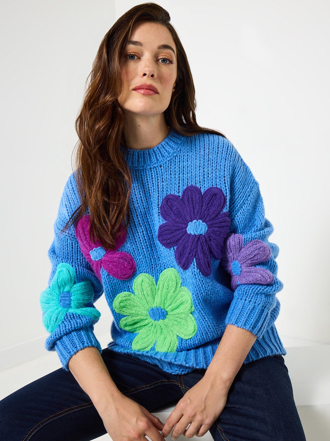 Joe Browns Fun And Floral Applique Jumper - Blue