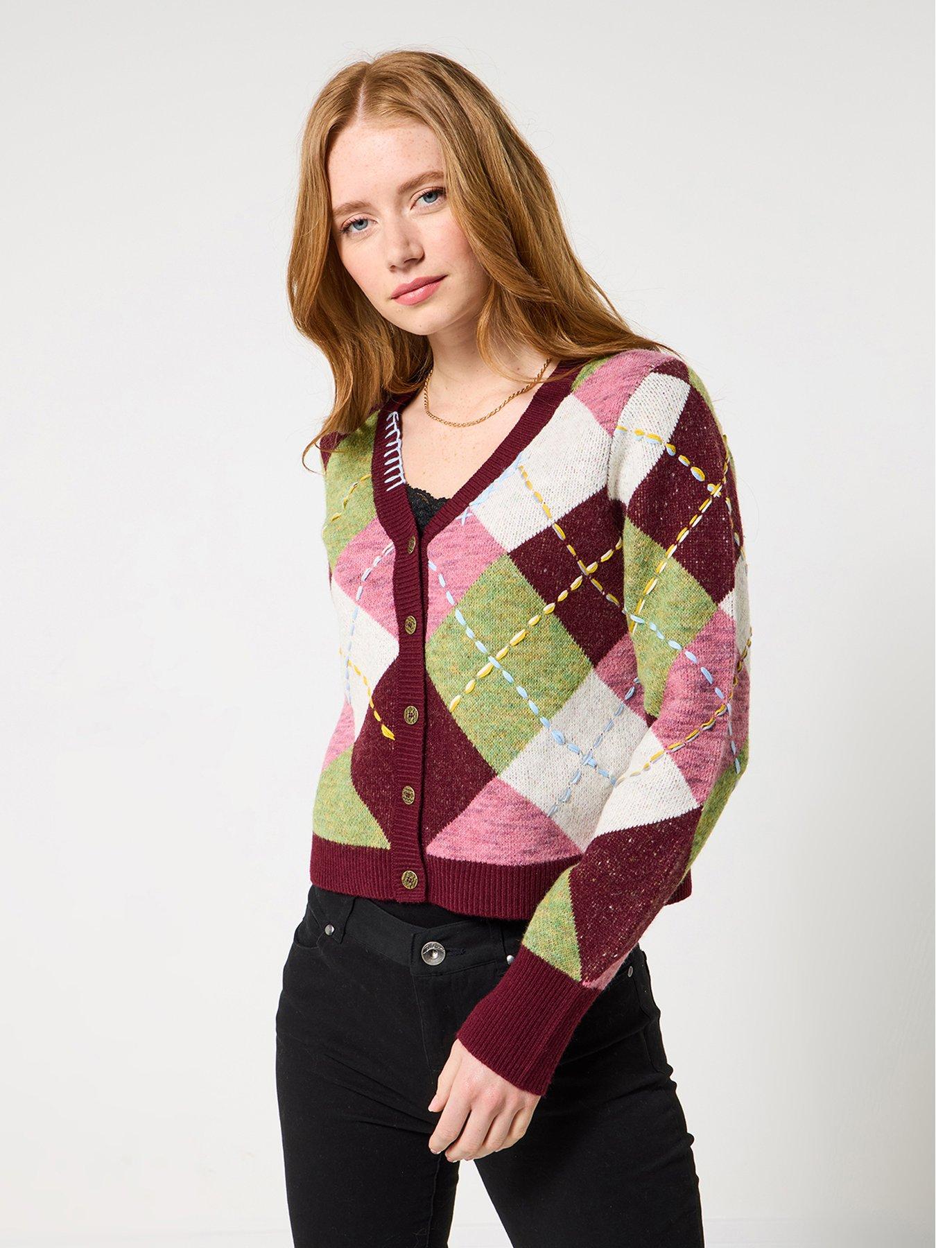 Joe Browns Amazing Argyle Cardigan - Berry