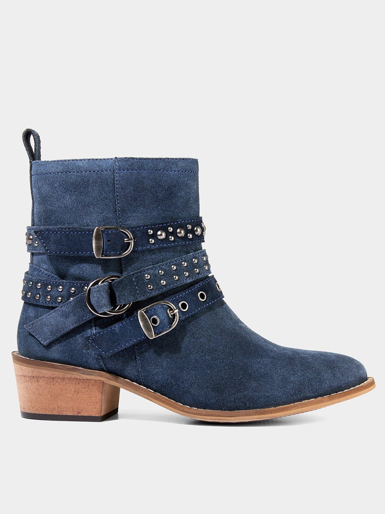 Joe Browns Mystic Blues Suede Studded Ankle Boots - Blue