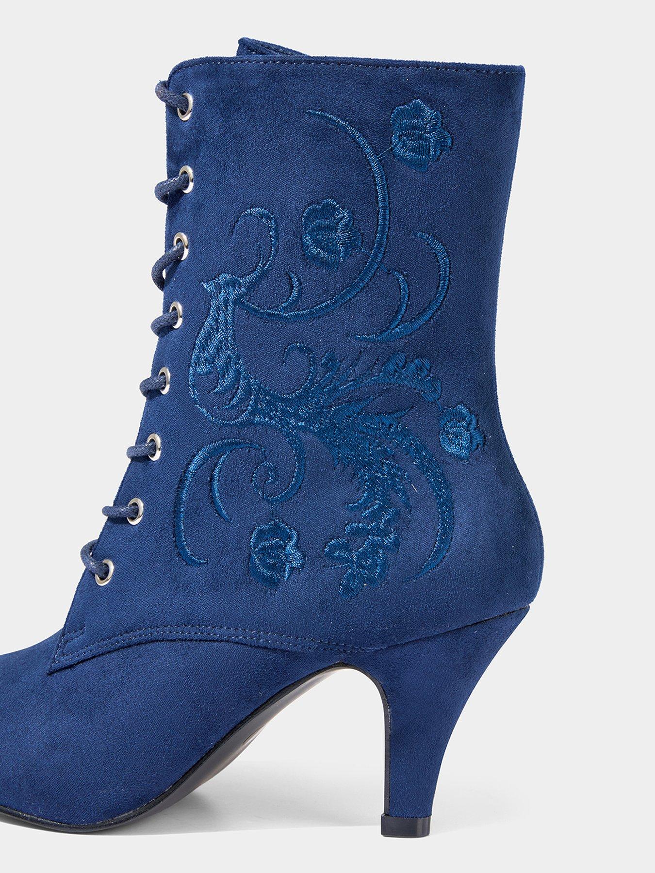 Image 4 of 7 of Joe Browns Grace Embroidered Lace Up Ankle Boots - Navy