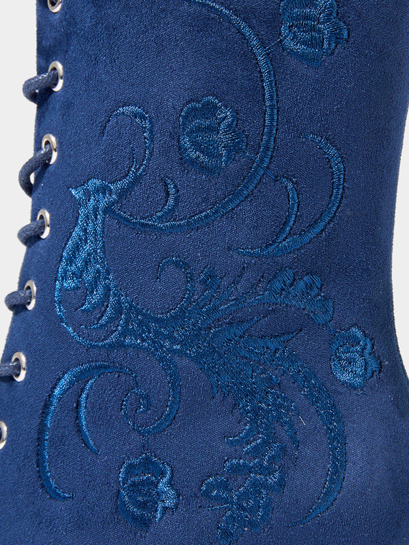 Image 5 of 7 of Joe Browns Grace Embroidered Lace Up Ankle Boots - Navy