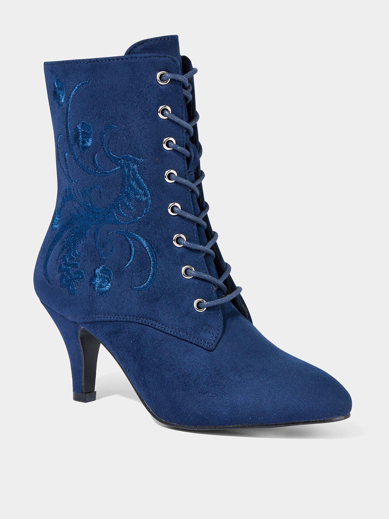 Image 6 of 7 of Joe Browns Grace Embroidered Lace Up Ankle Boots - Navy