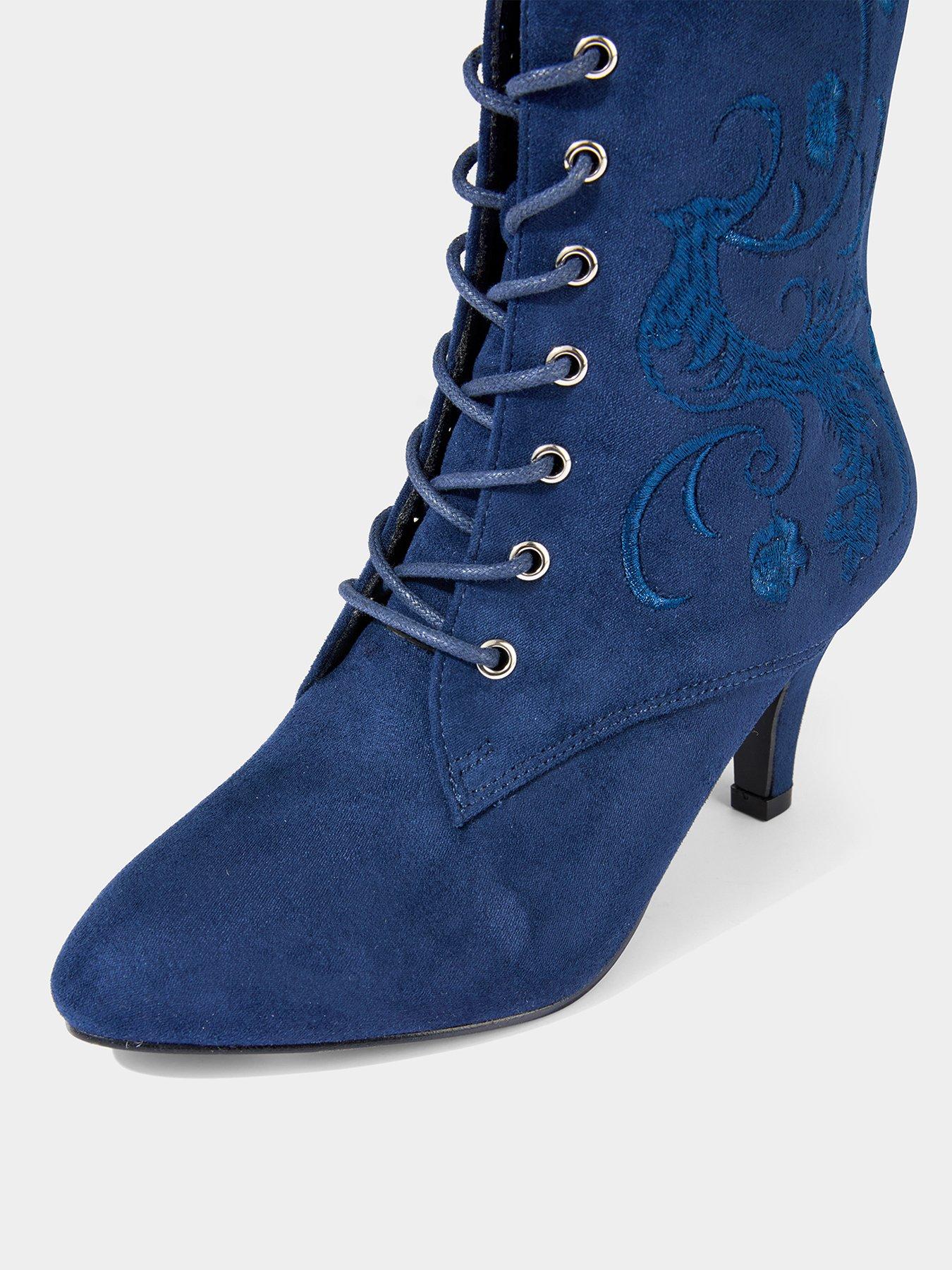 Image 7 of 7 of Joe Browns Grace Embroidered Lace Up Ankle Boots - Navy