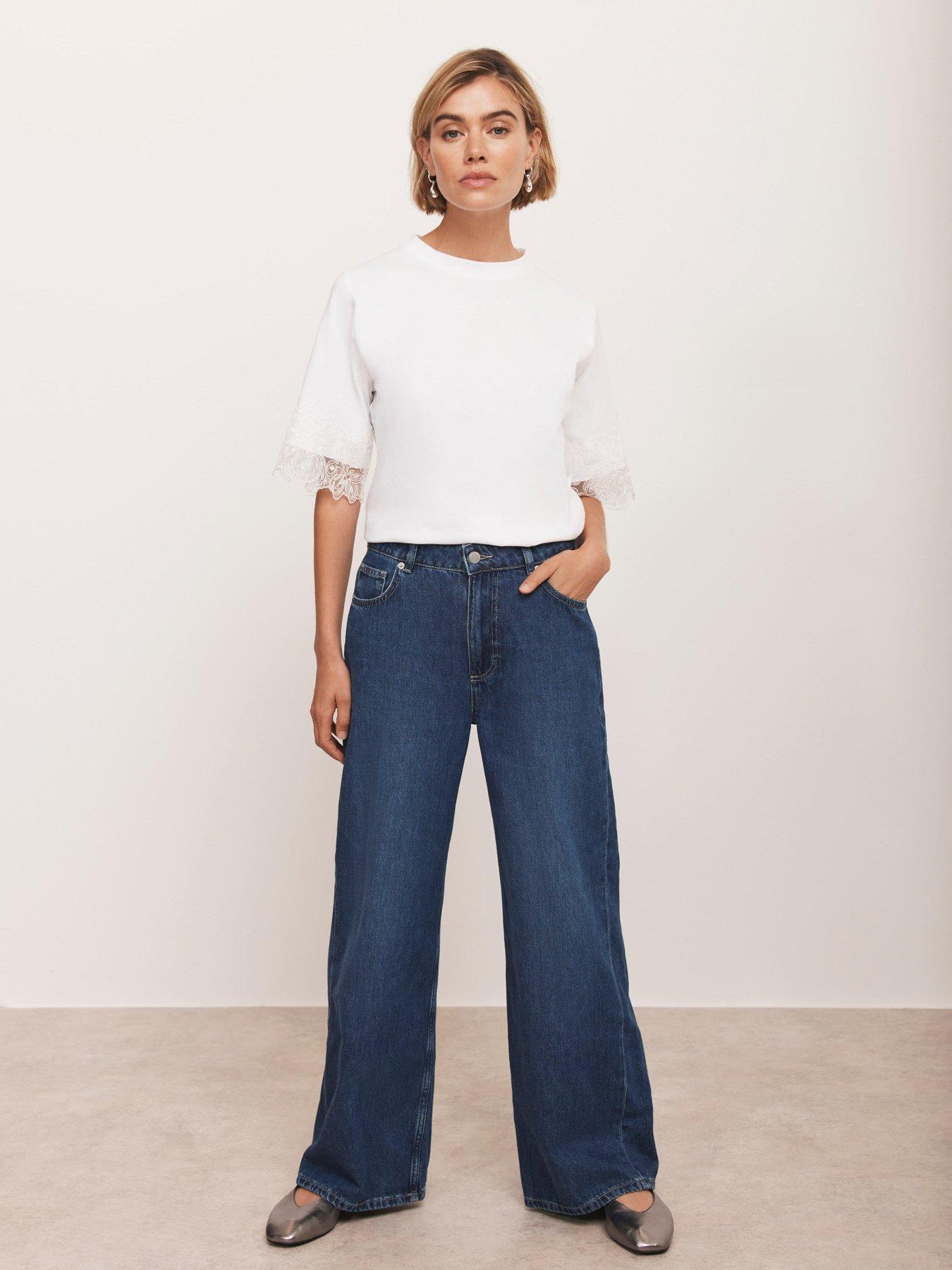 Mint Velvet Ivory Lace Trim T-Shirt - White