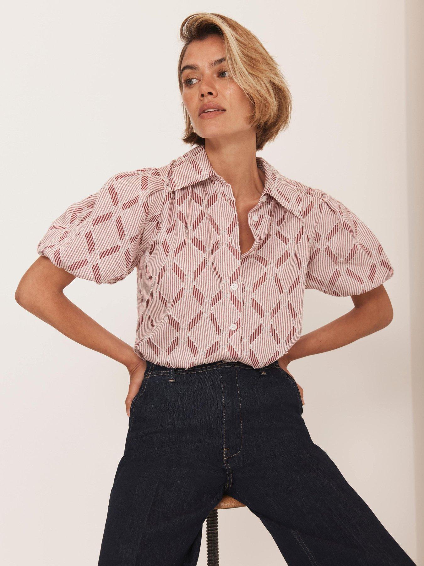 mint-velvet-stripe-jacquard-shirt-redfront