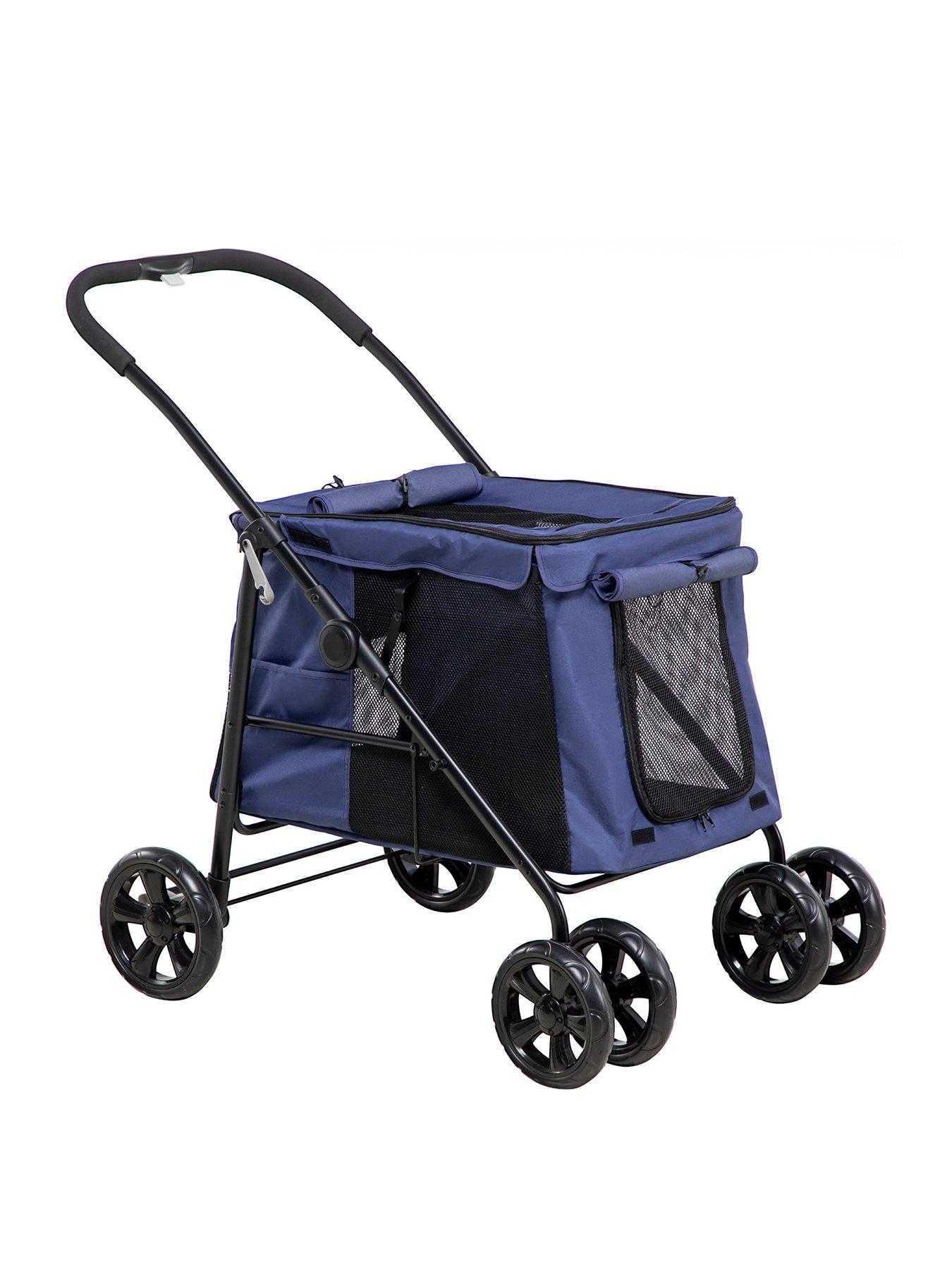 pawhut-one-click-foldable-pet-stroller-w-mesh-windows-for-small-pets-bluestillFront