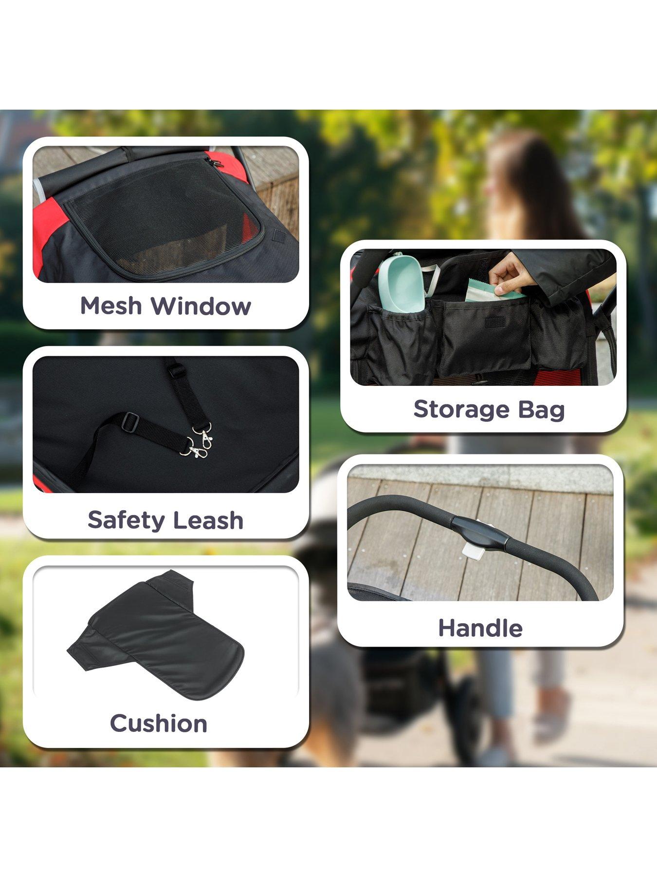 Image 5 of 6 of PawHut Foldable Pet Stroller for Large Dogs, Red/Black
