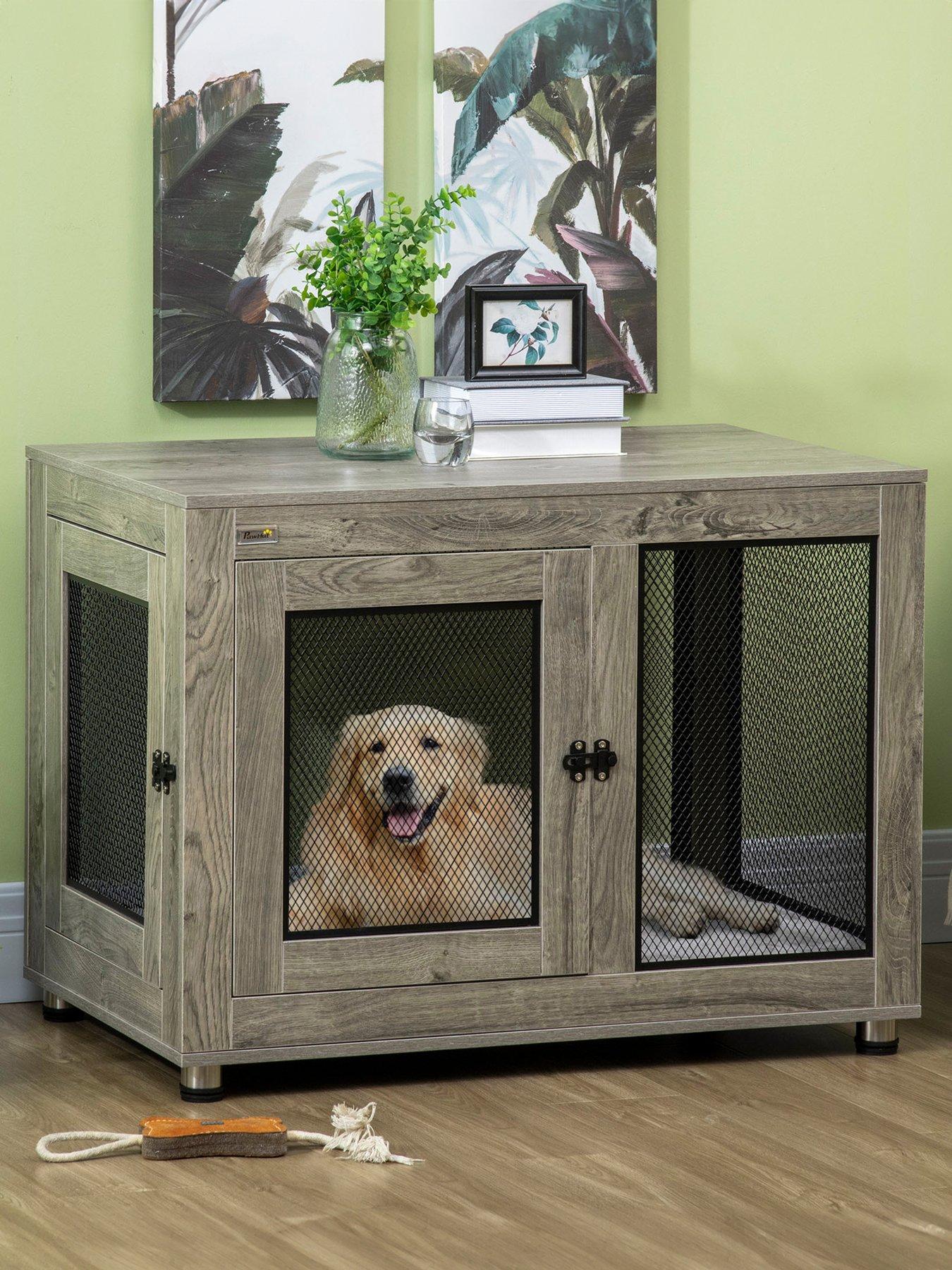PawHut Pet Crate End Table with Soft Washable Cushion