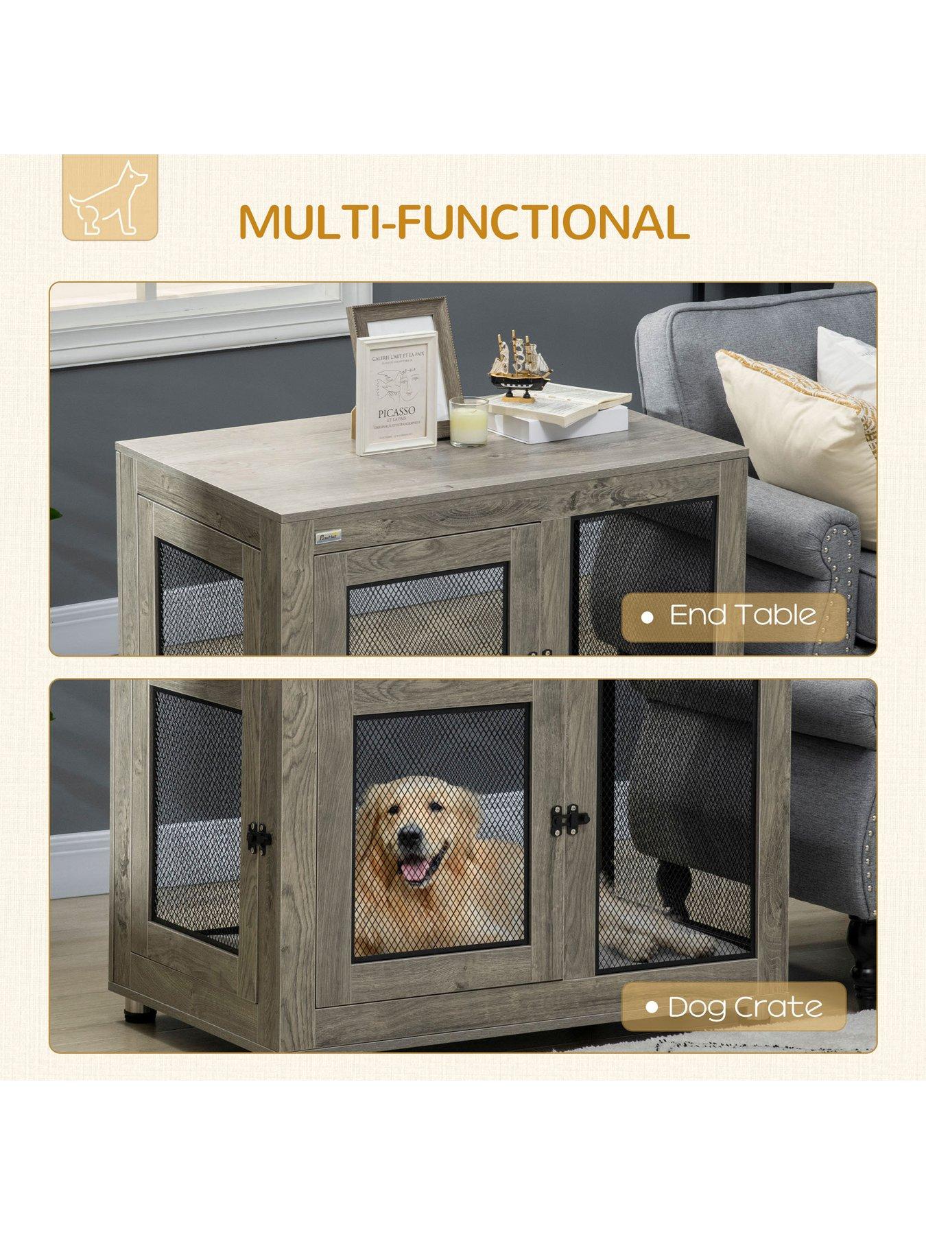 Image 4 of 7 of PawHut Pet Crate End Table with Soft Washable Cushion