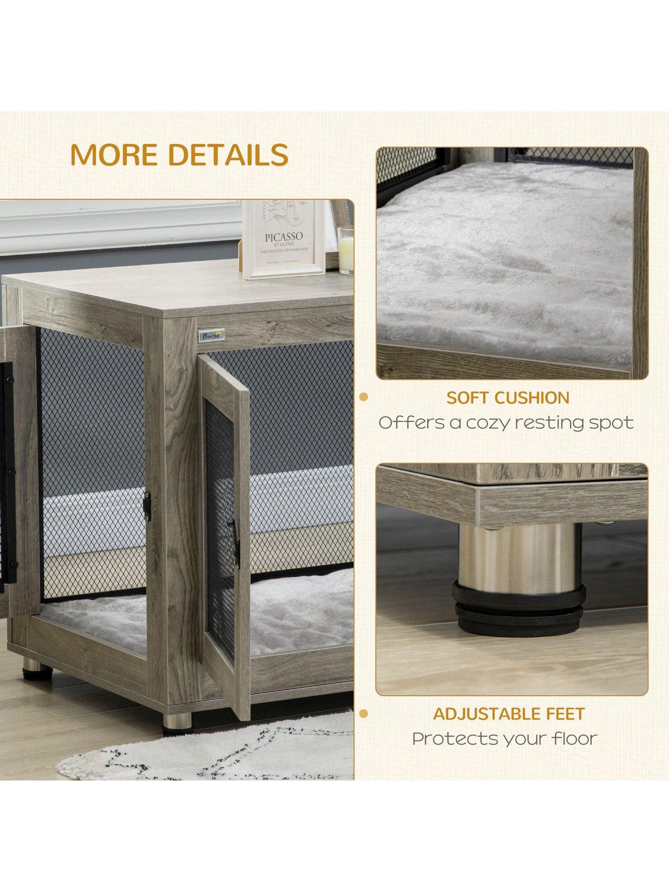 Image 6 of 7 of PawHut Pet Crate End Table with Soft Washable Cushion