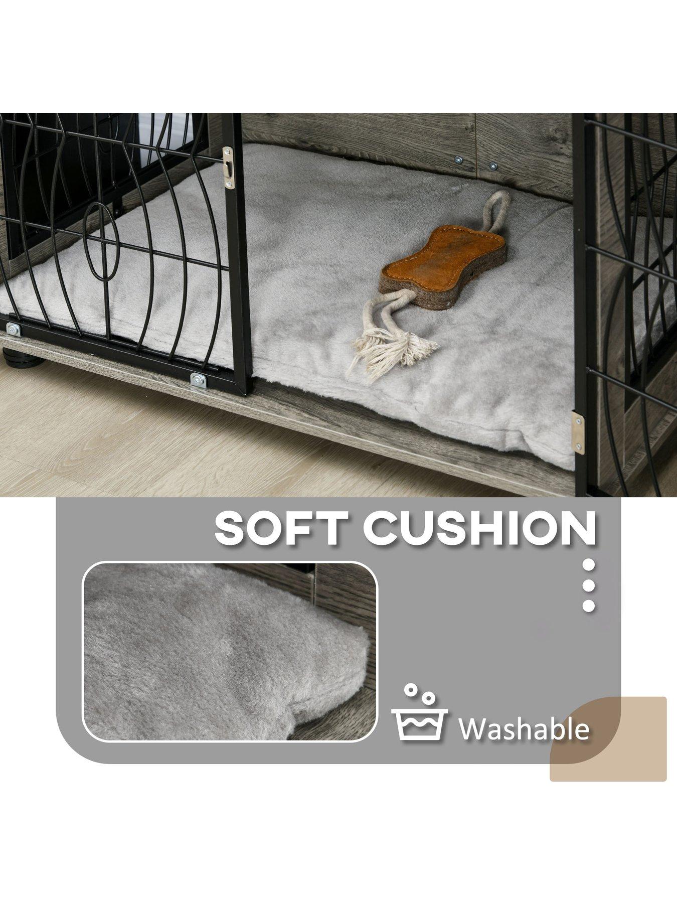 Image 5 of 7 of PawHut Dog Crate Furniture End Table with Cushion for Medium Dogs