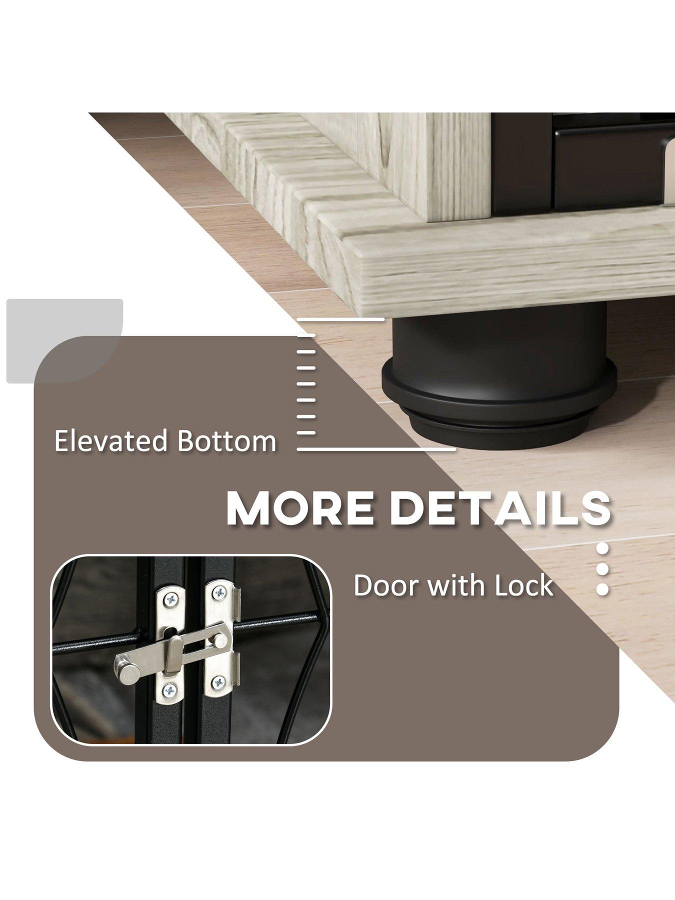 Image 6 of 7 of PawHut Dog Crate Furniture End Table with Cushion for Medium Dogs