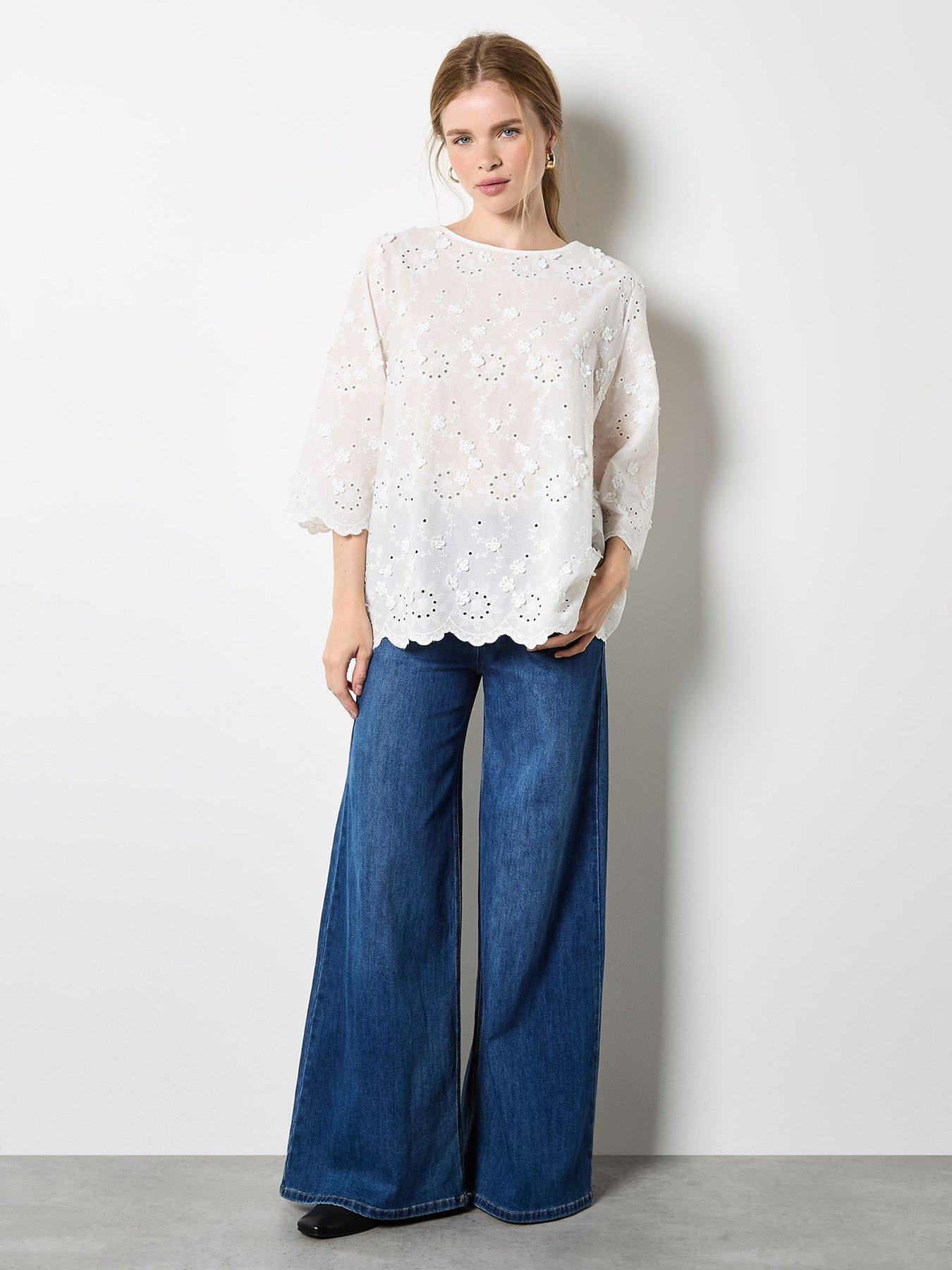 apricot-3d-mini-flower-bell-sleeve-top-whiteback