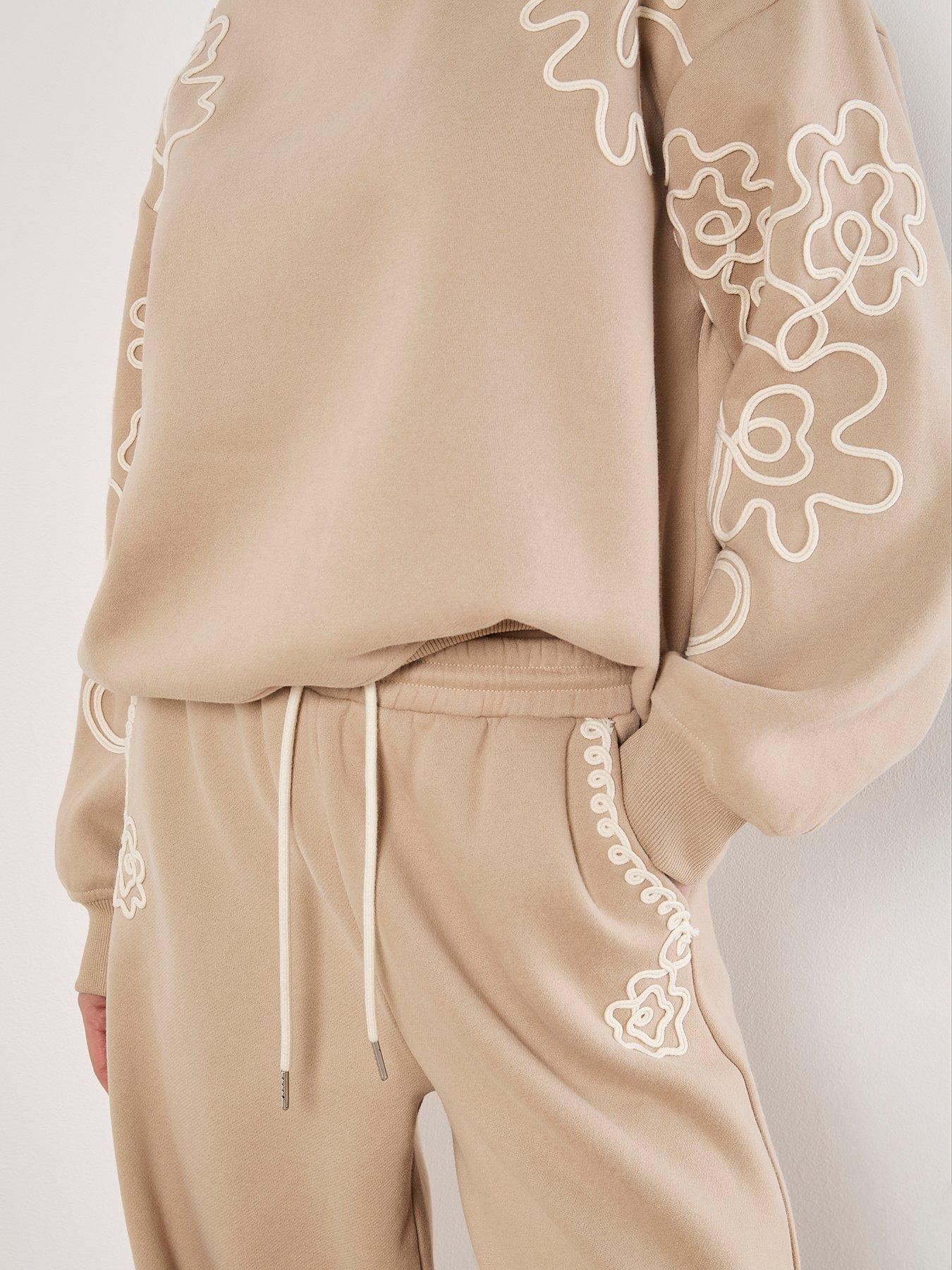 Image 4 of 4 of Apricot Cornelli Embroider Sweat Trouser - Cream