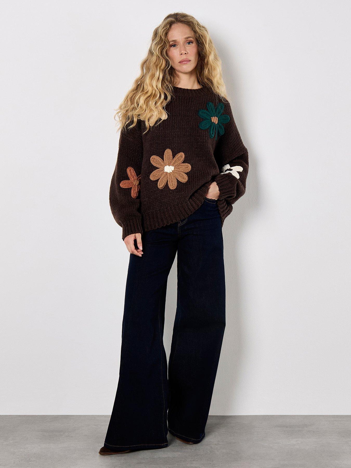 Image 3 of 4 of Apricot Embroidered Daisies Jumper