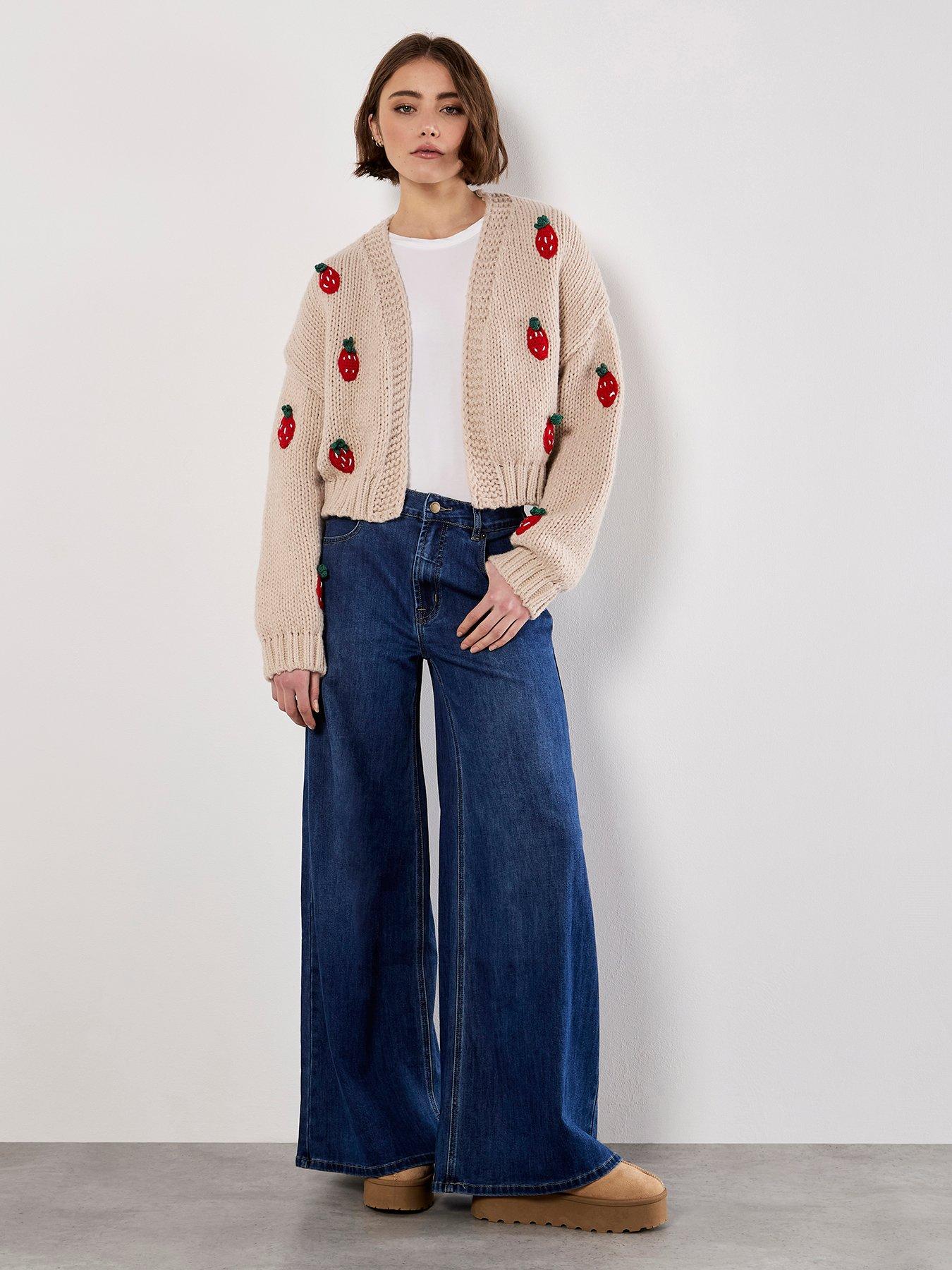 Apricot Strawberry Open Cardigan - Cream