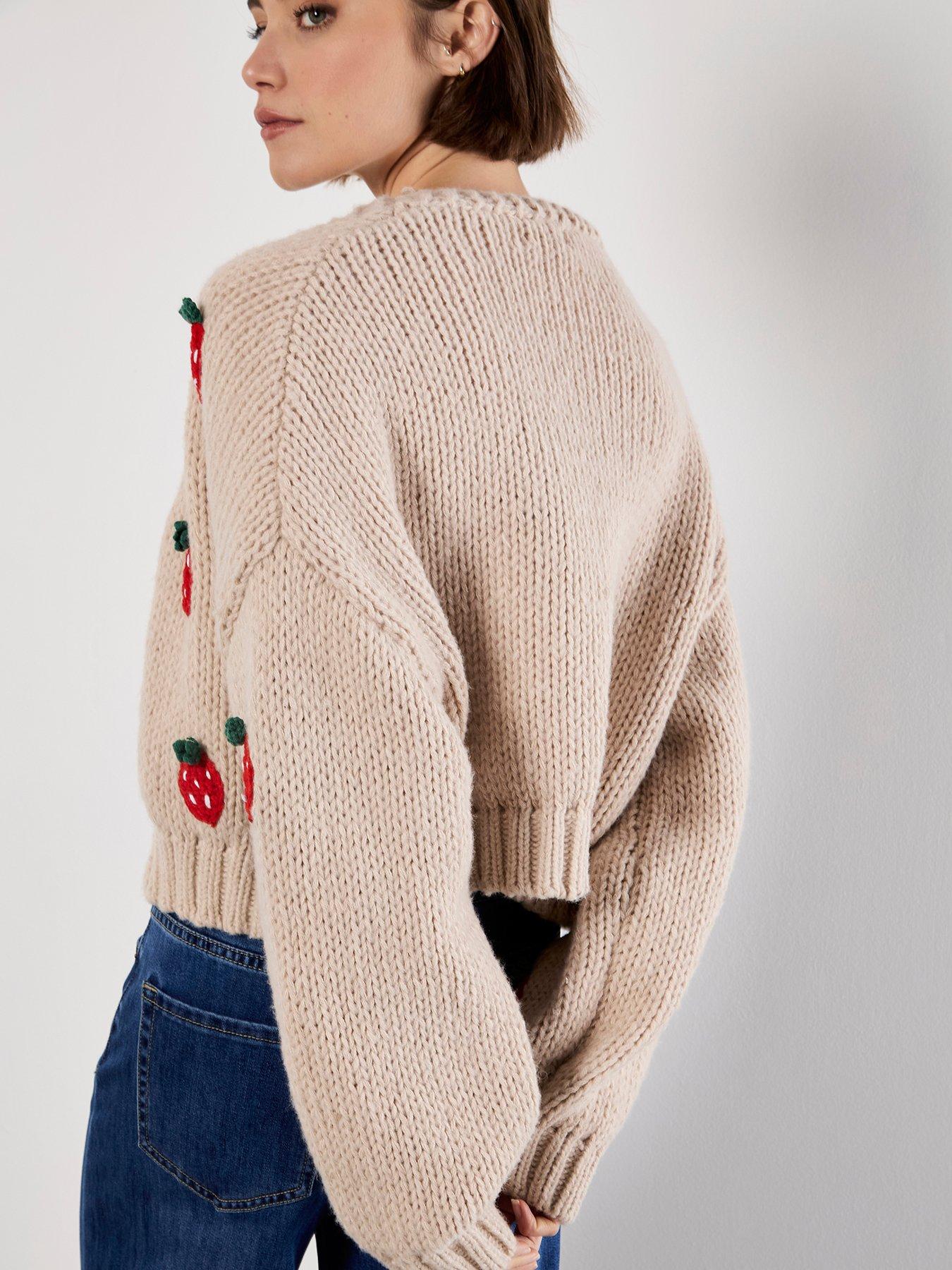 Image 2 of 4 of Apricot Strawberry Open Cardigan - Cream