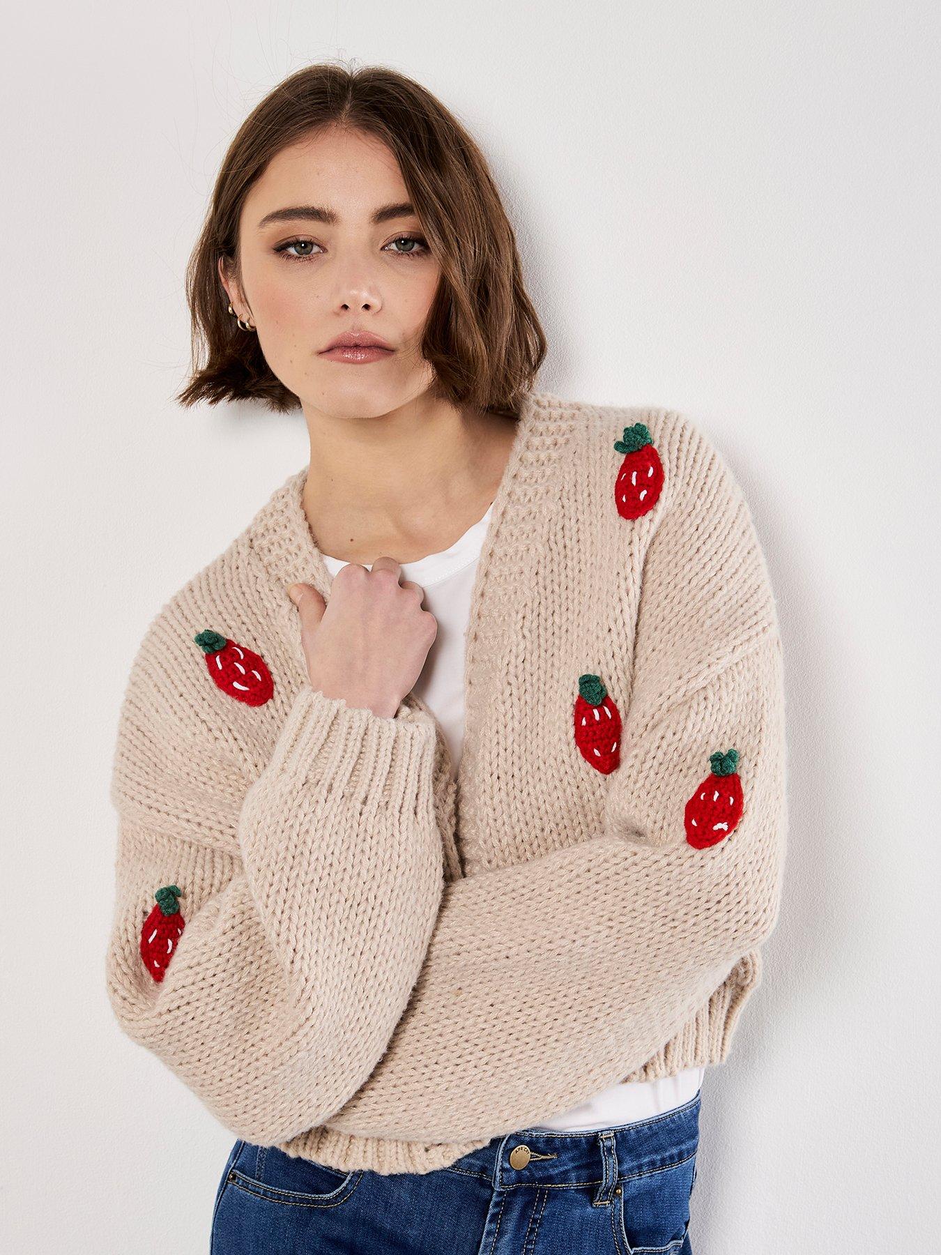 Image 4 of 4 of Apricot Strawberry Open Cardigan - Cream