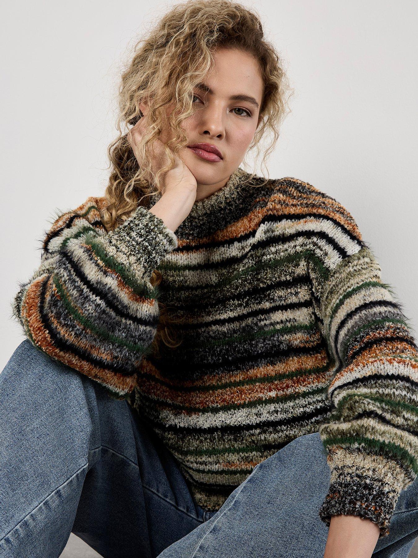 Image 1 of 4 of Apricot Space Dye Mixed Yarn Easy Jumper - Green