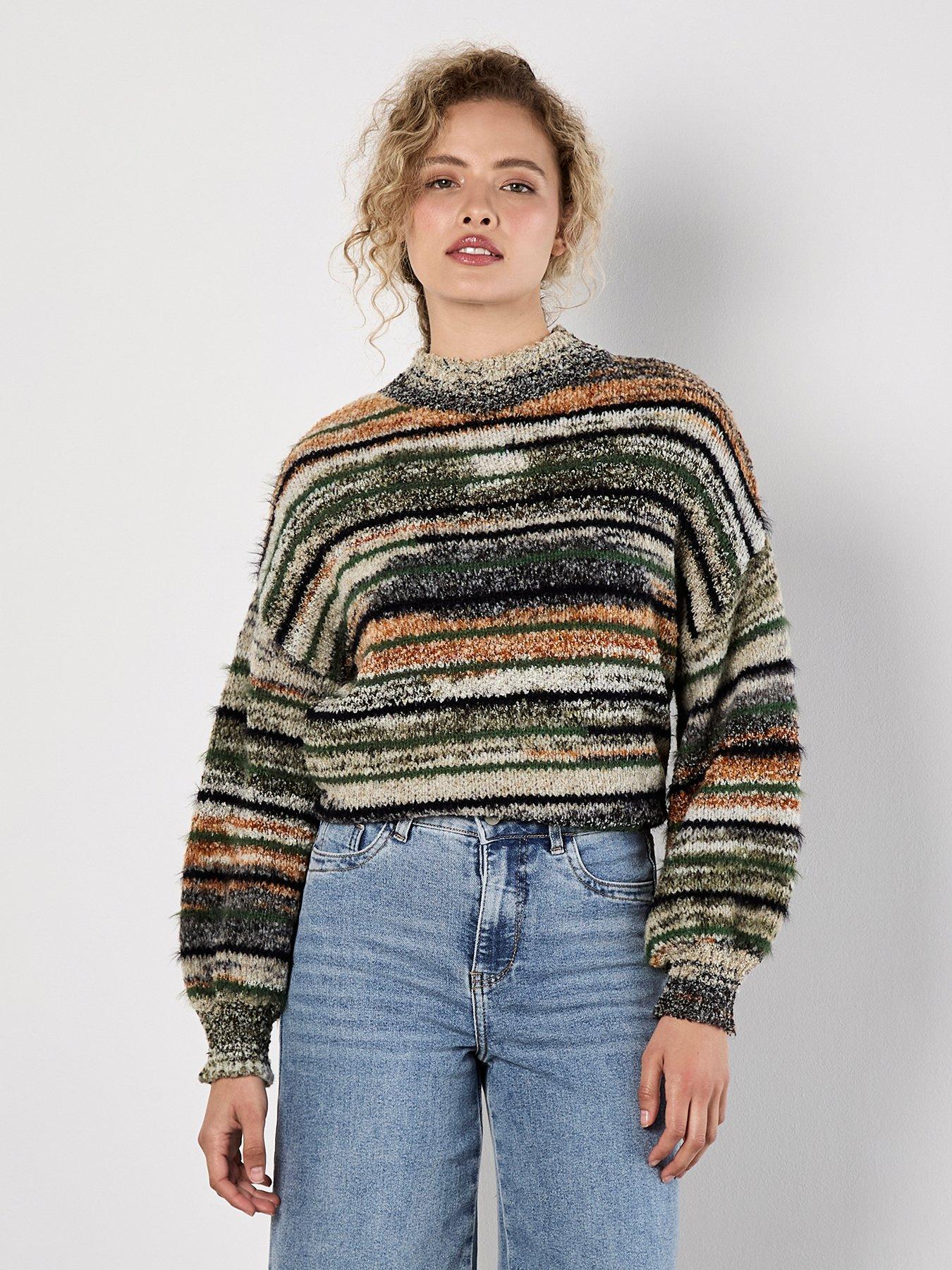 Image 4 of 4 of Apricot Space Dye Mixed Yarn Easy Jumper - Green