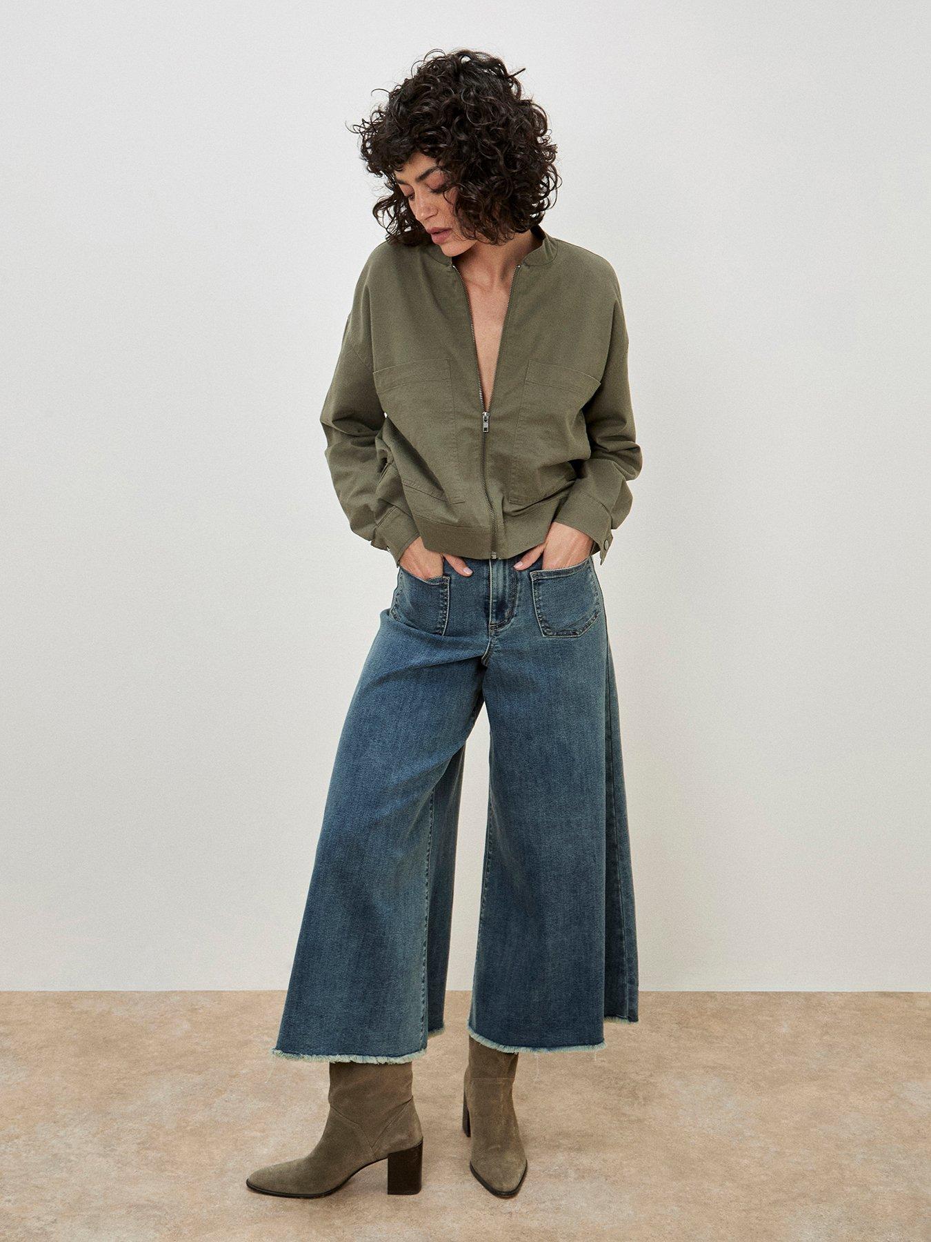 Image 1 of 4 of Apricot Denim Bomber Jacket - Khaki