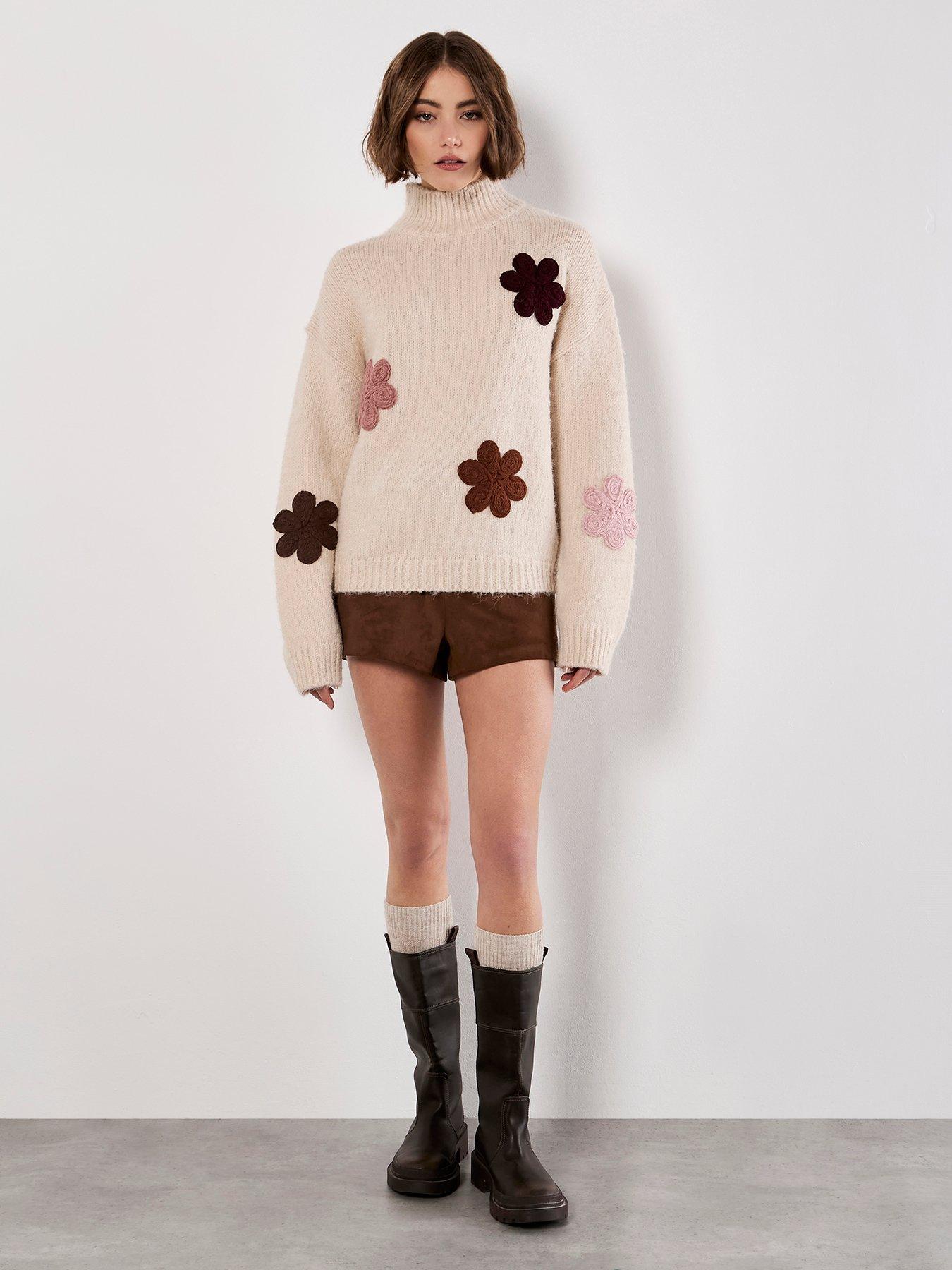 apricot-embroidered-flower-mock-neck-jumperback