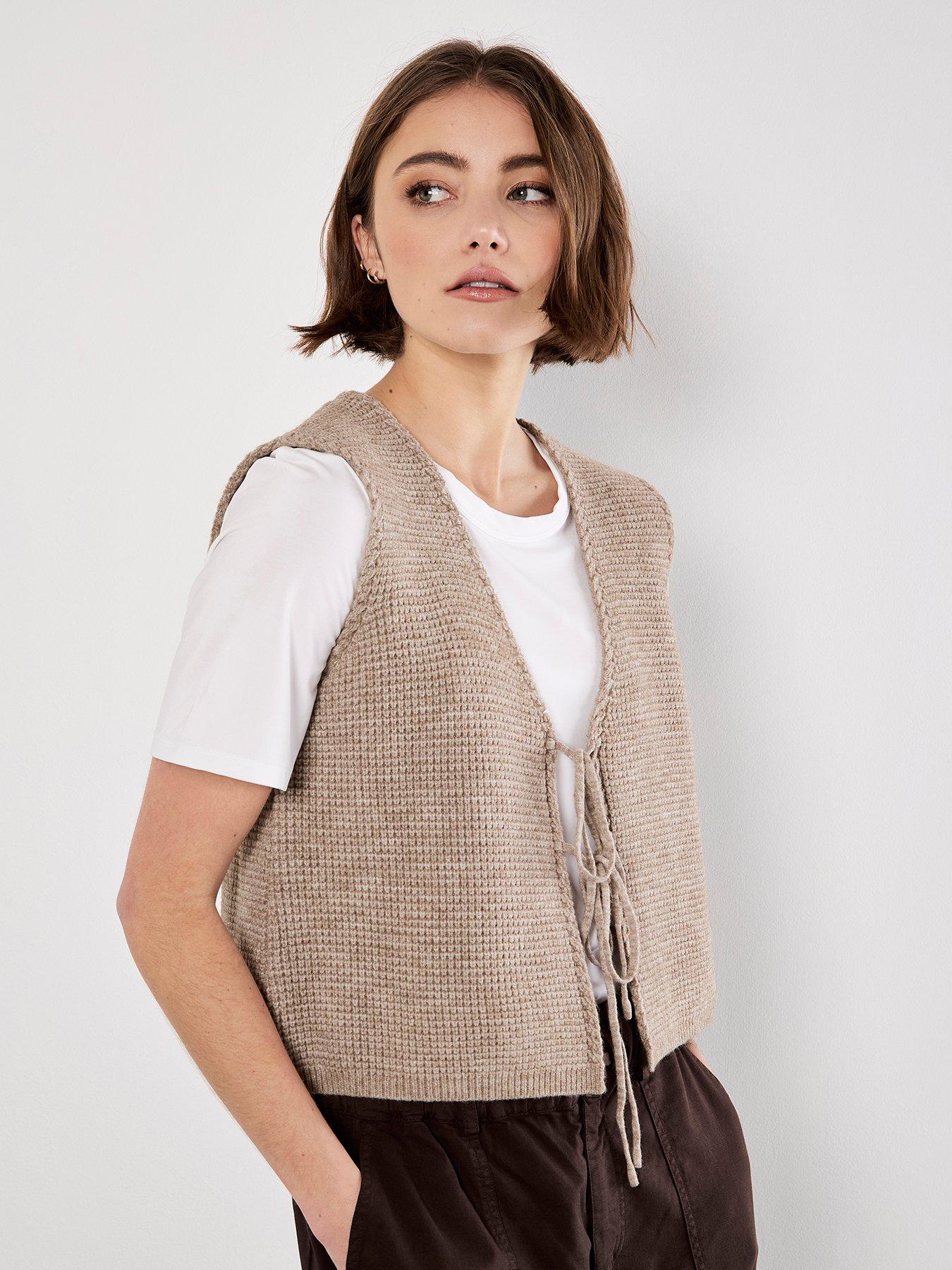 apricot-scallop-edge-waffle-knit-tie-top
