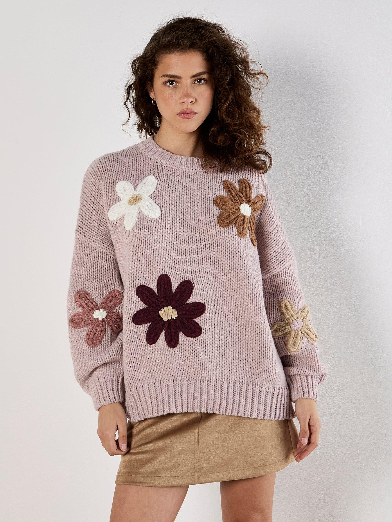 Apricot Embroidered Daisies Jumper