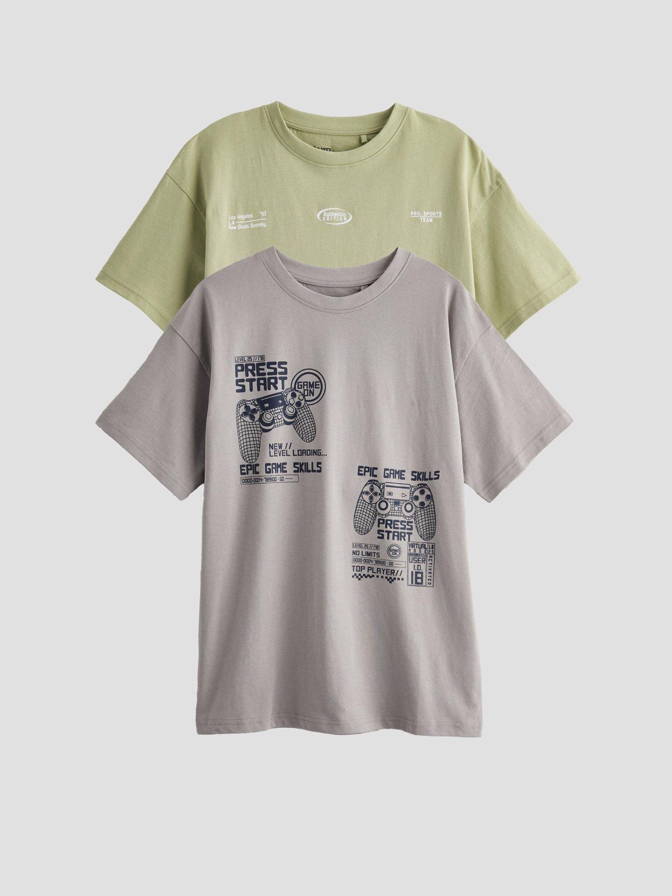 The Very Collection Boys Multi Slogan Drop Shoulder Tshirt