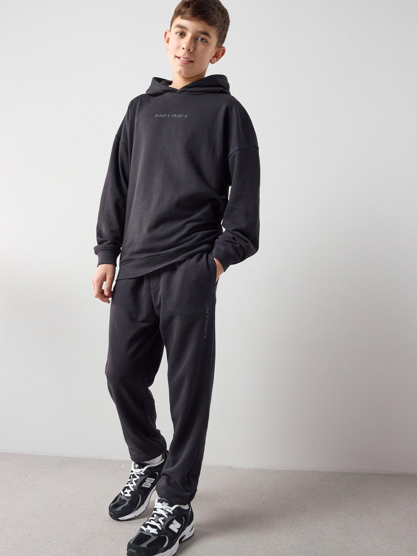 the-very-collection-boys-rubberised-slogan-hoodie-and-joggers-set-blackfront