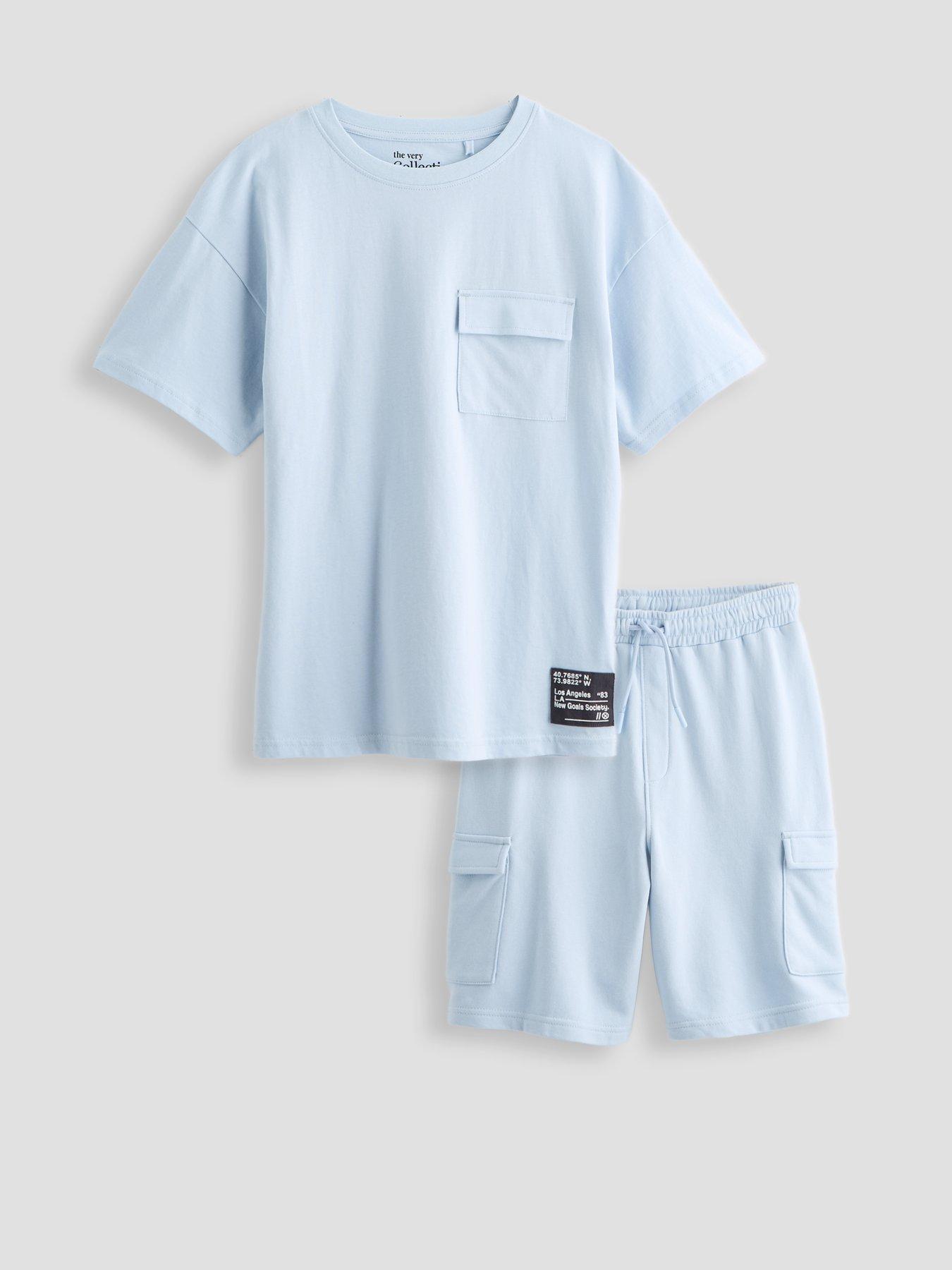 Image 6 of 6 of The Very Collection Boys Pocket And Tab Detail Short Set - Blue