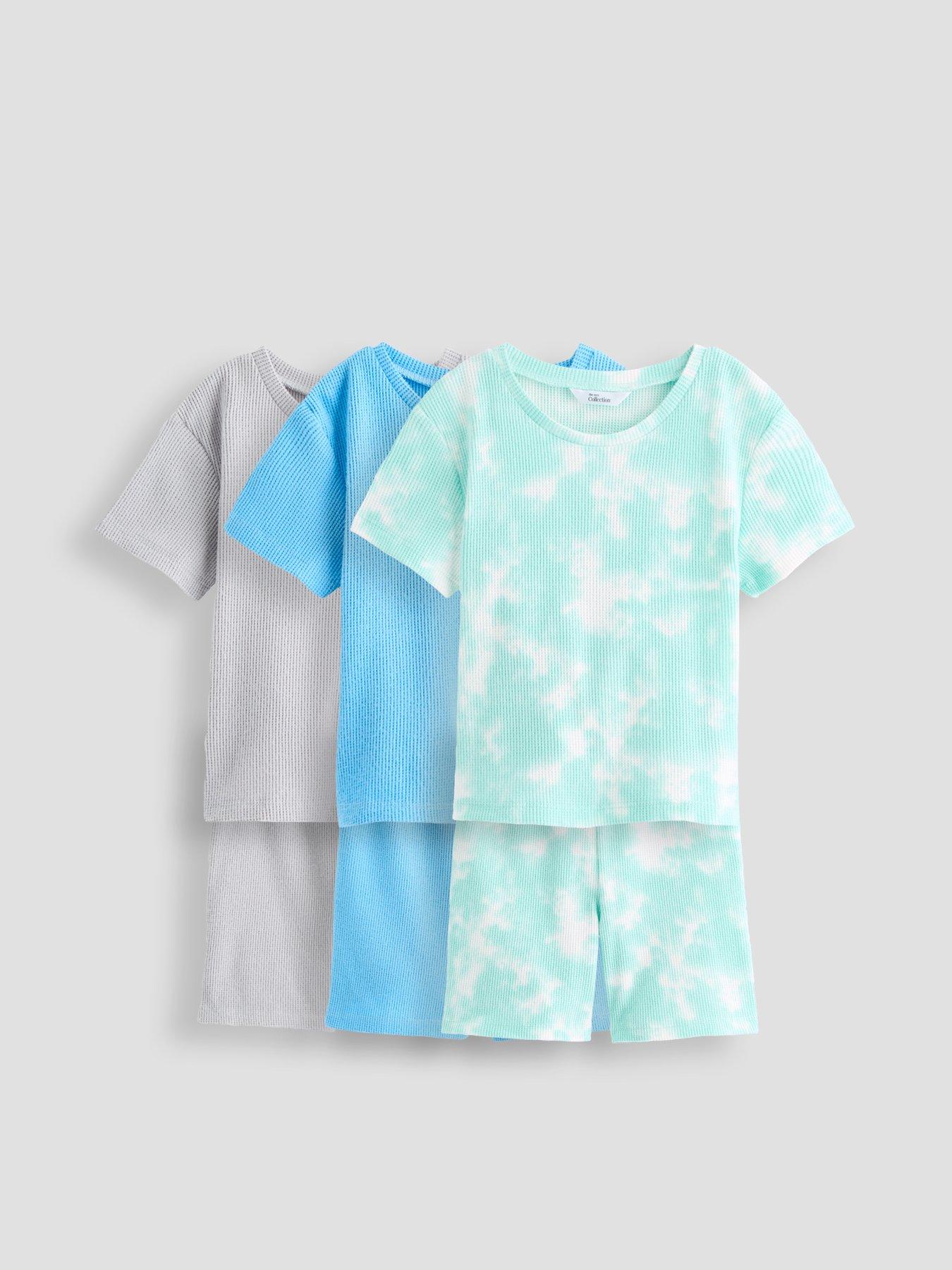 The Very Collection Boys 3 Pack Tie Dye Textured Pyjama Shortie Set