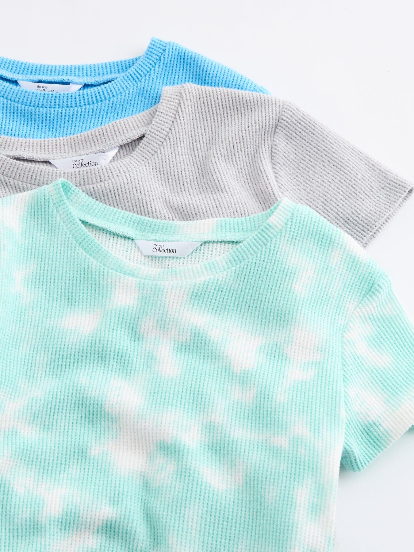 Image 4 of 6 of The Very Collection Boys 3 Pack Tie Dye Textured Pyjama Shortie Set