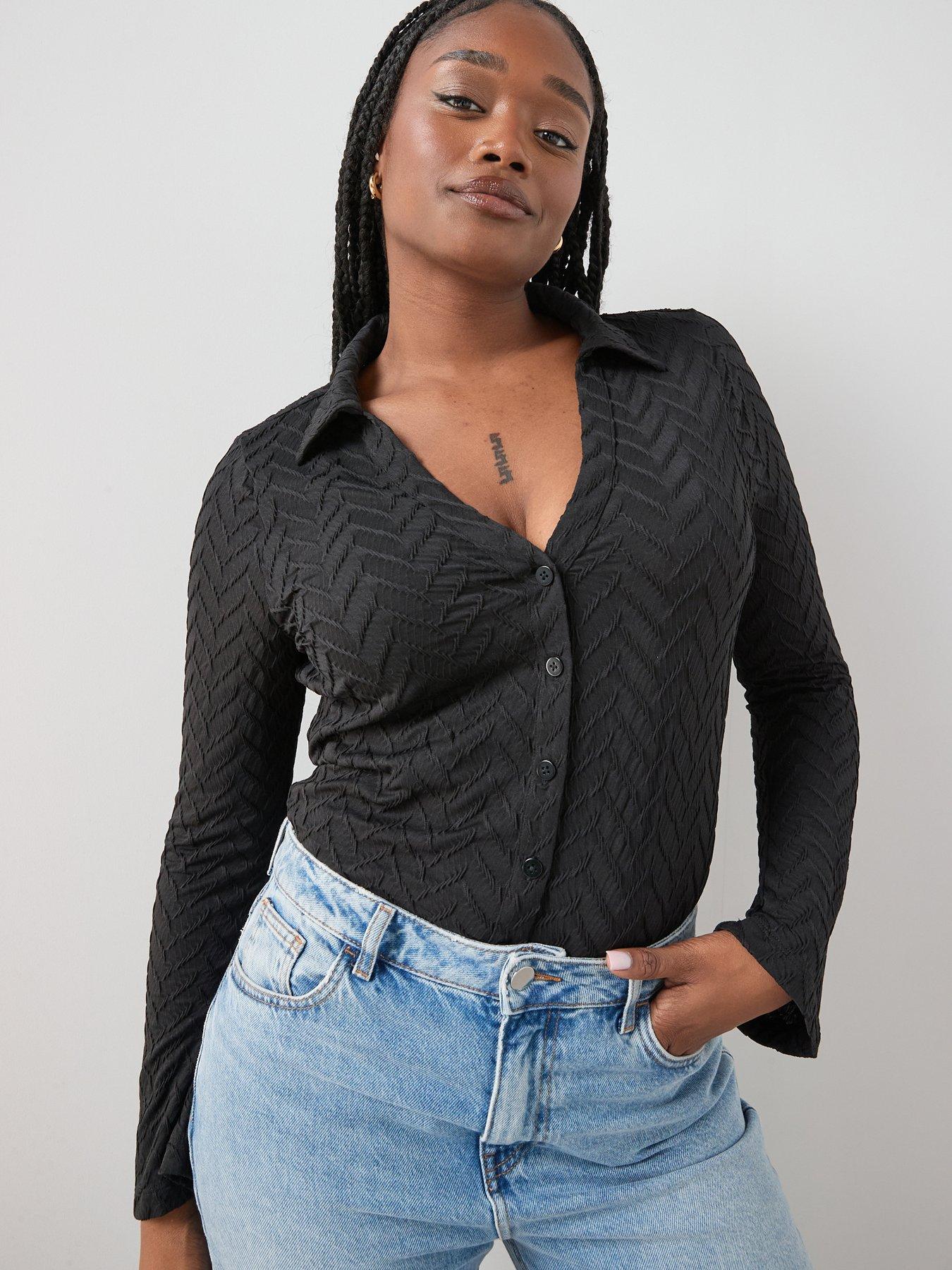 Image 1 of 6 of The Very Collection Curve Stretch Textured Shirt