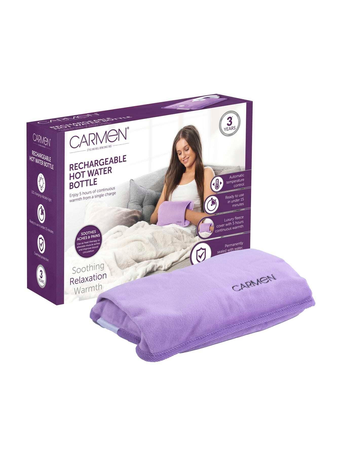 Image 6 of 7 of Carmen Spa Rechargeable Hot Water Bottle - Purple