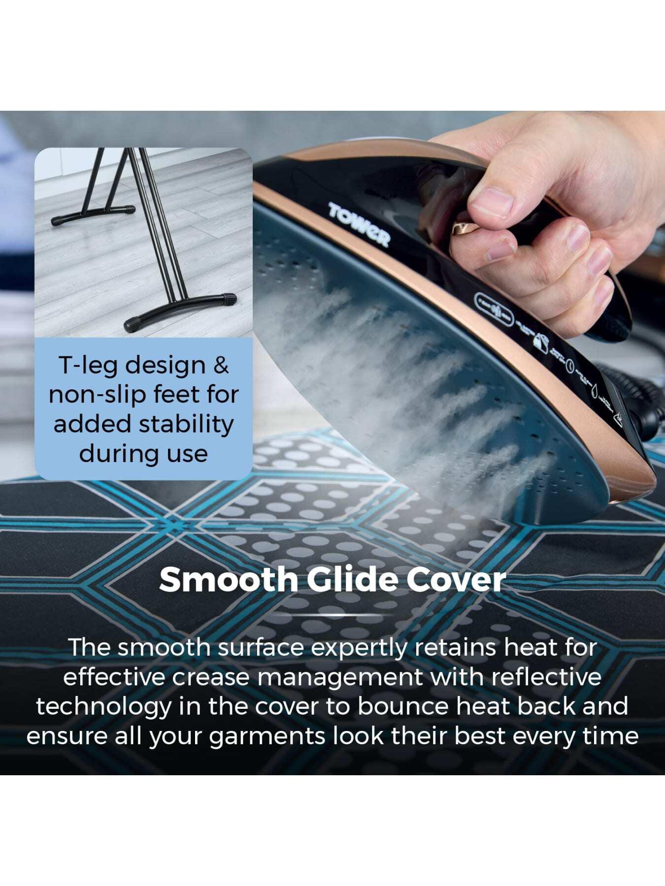 Image 5 of 7 of Tower Geo Pro Oversized Adjustable Ironing Board, Black