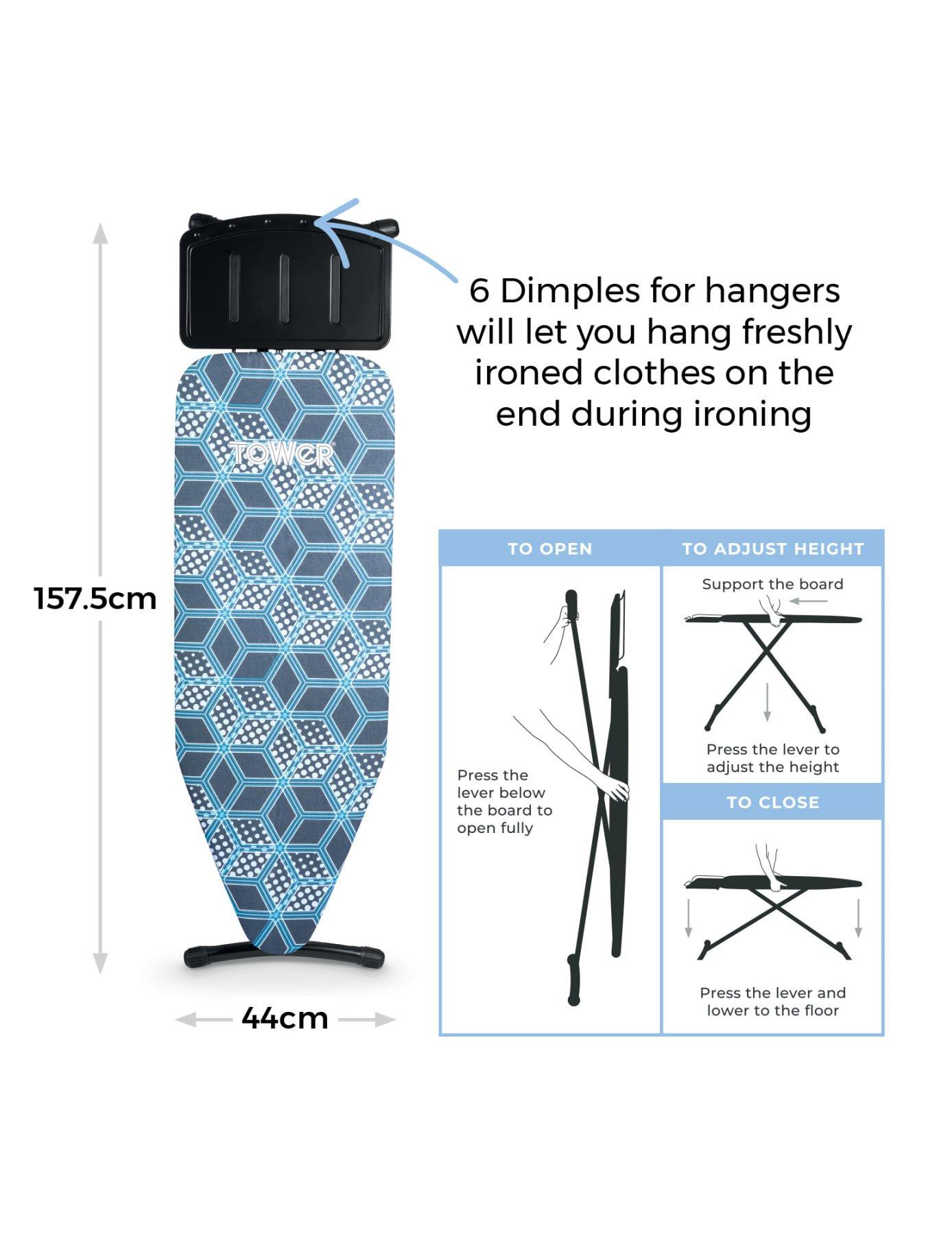 Image 6 of 7 of Tower Geo Pro Oversized Adjustable Ironing Board, Black