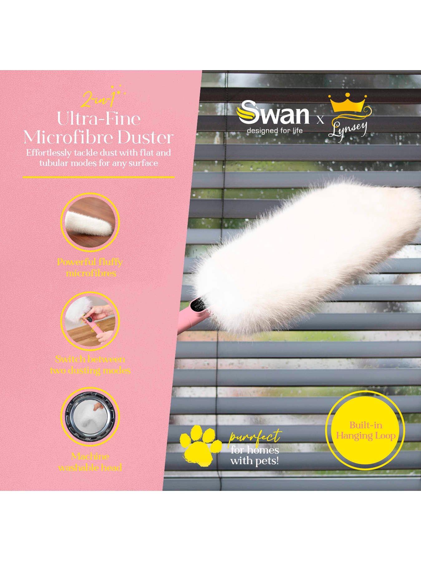 Image 2 of 6 of Swan Lynsey&nbsp;2-in-1 Microfiber Duster with Hanging Loop -&nbsp;Pink