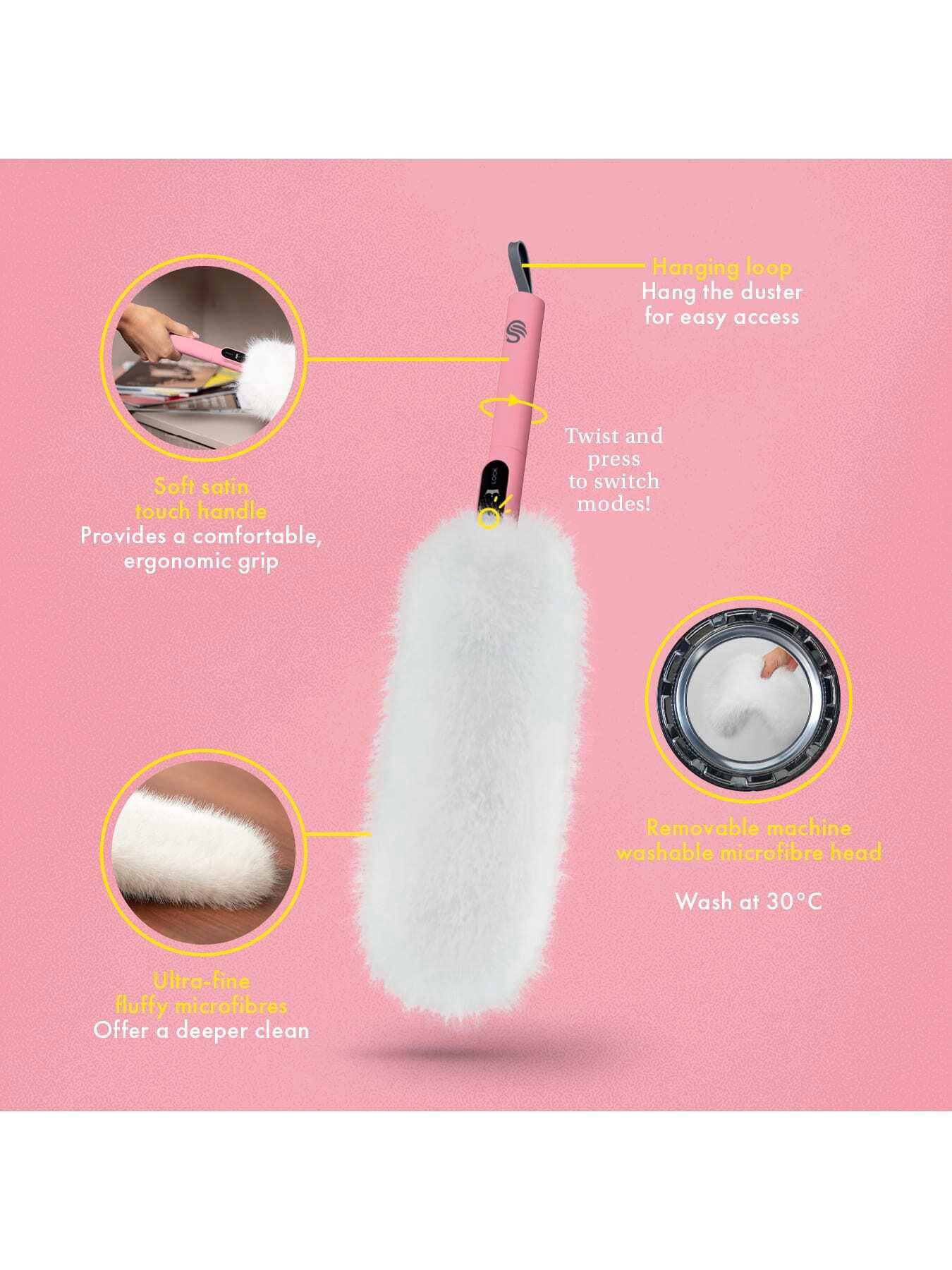 Image 5 of 6 of Swan Lynsey&nbsp;2-in-1 Microfiber Duster with Hanging Loop -&nbsp;Pink