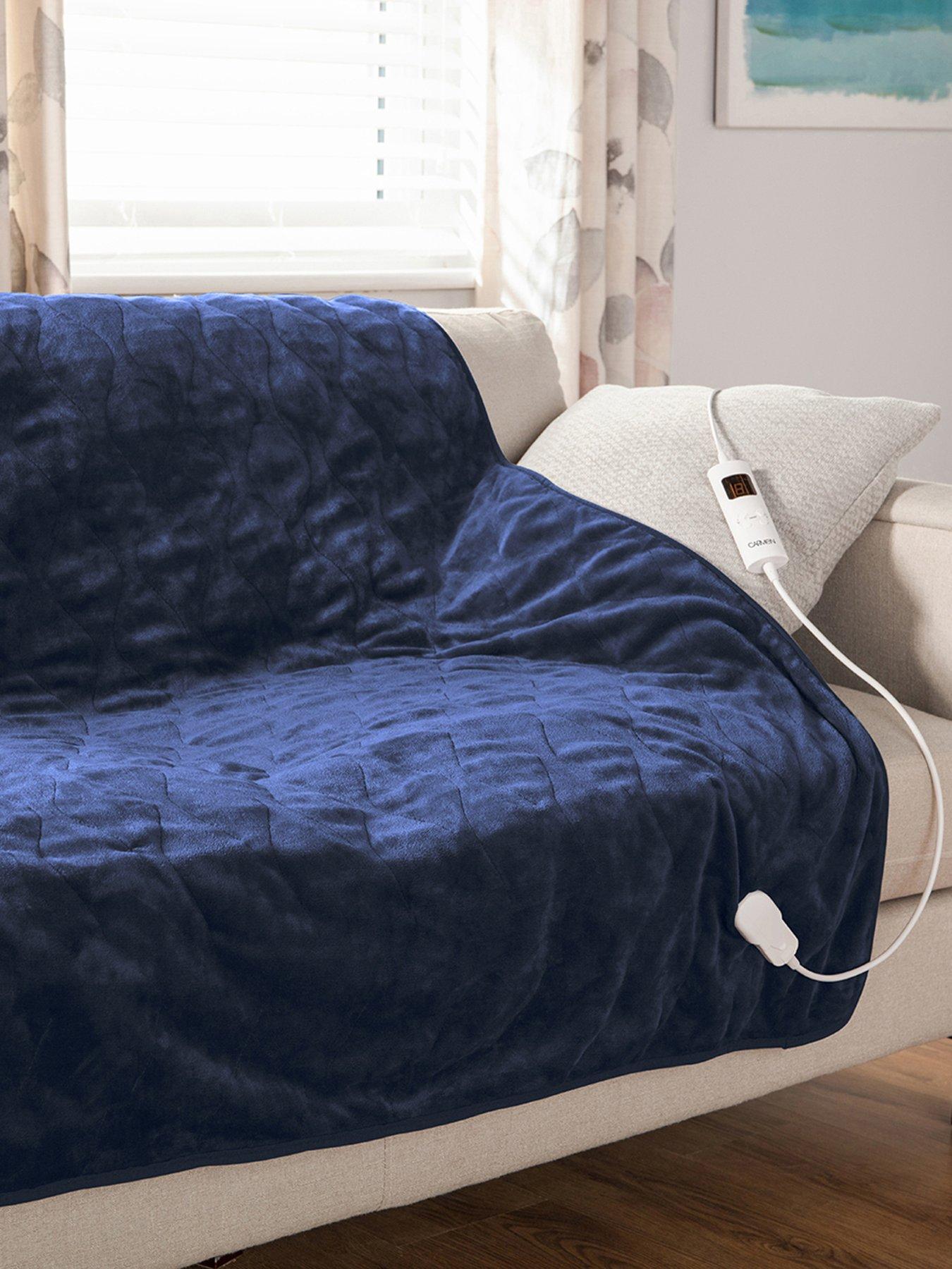 Carmen Fleece Electric Heated Throw  &  Over Blanket, Navy
