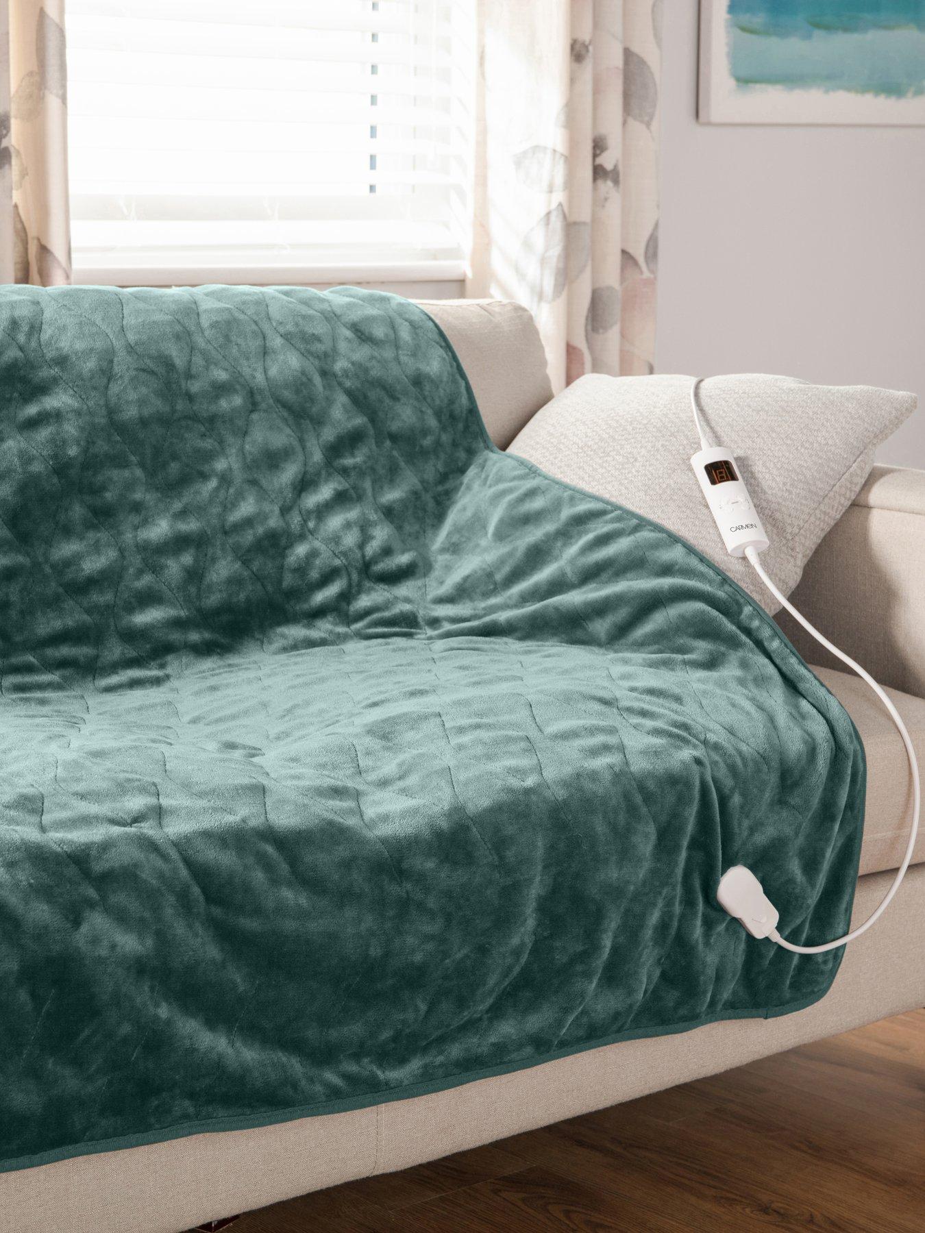 Carmen Fleece Electric Heated Throw  &  Over Blanket, Forest Green