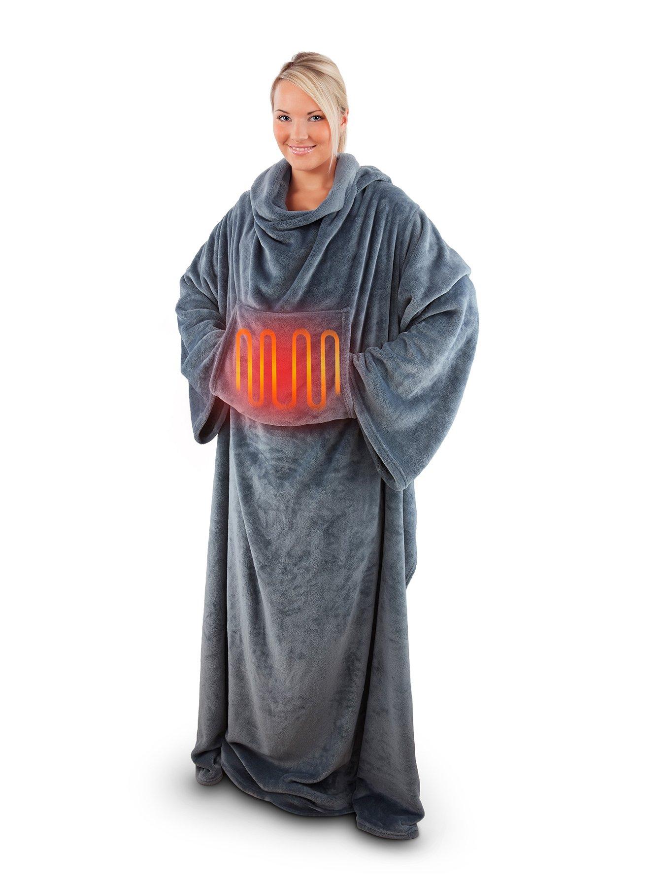 Carmen Wearable blanket with keep warm heated front pocket – Grey