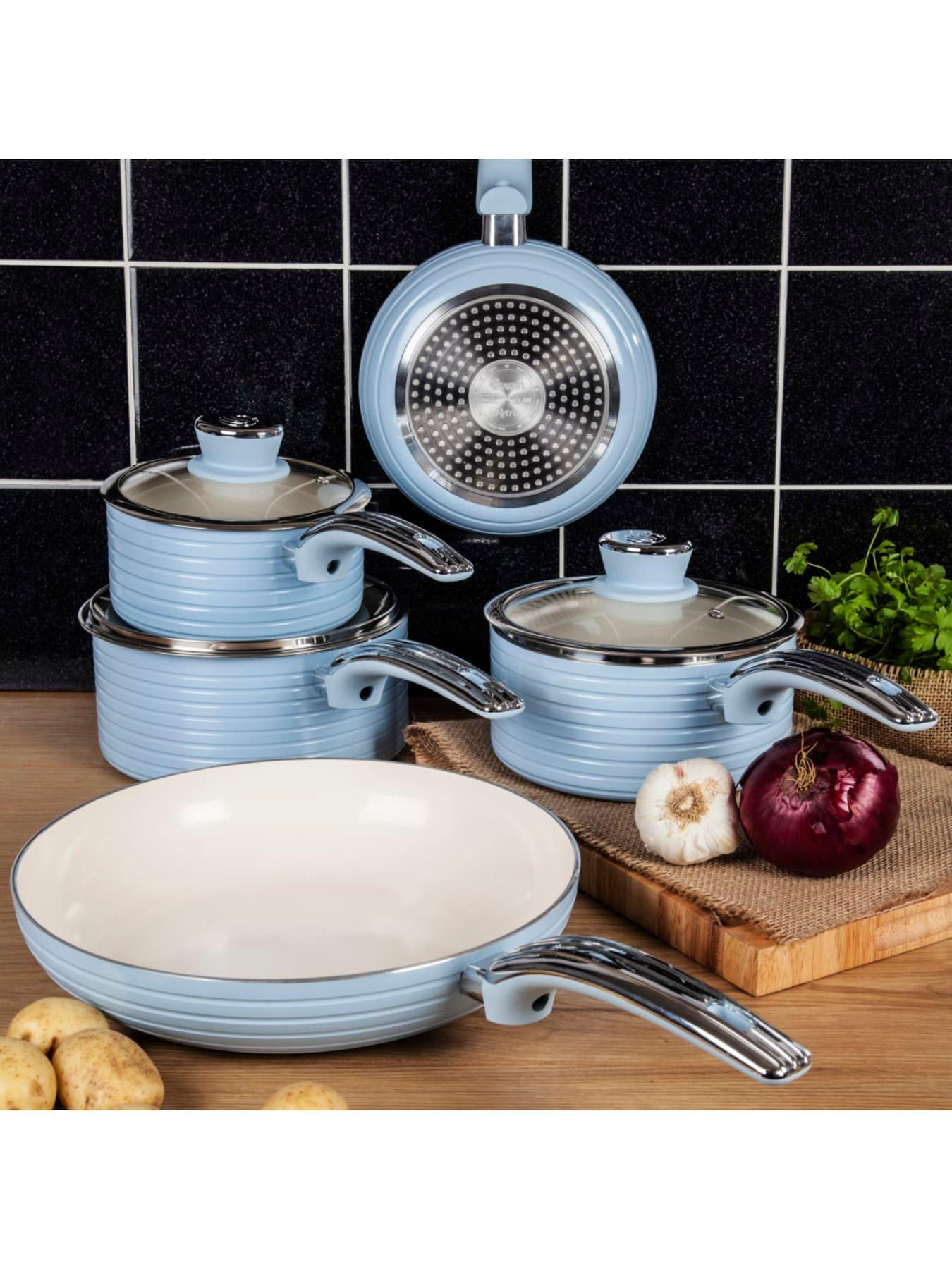 Image 3 of 6 of Swan Retro 3 Piece Saucepan Set Blue