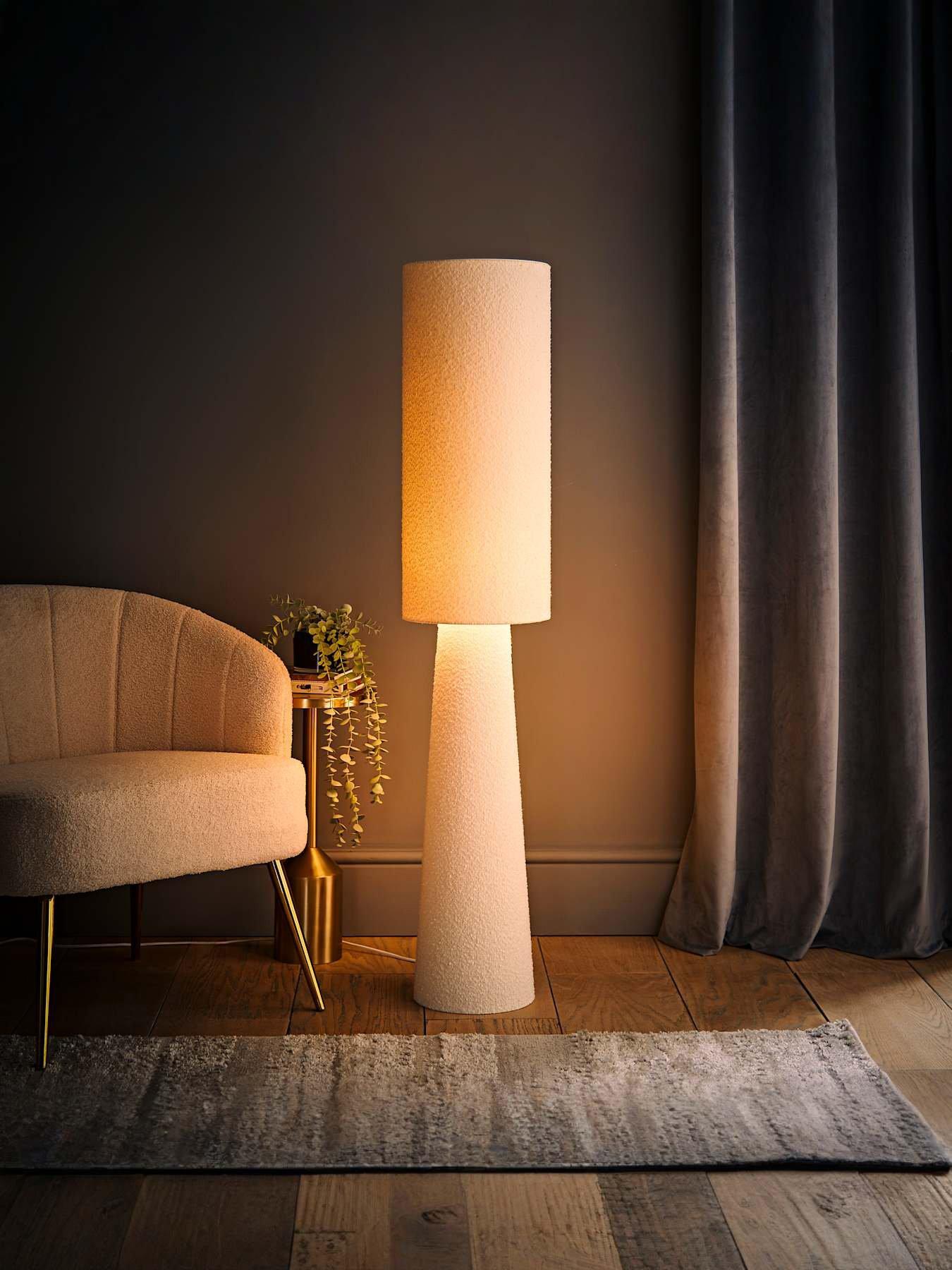 Image 3 of 7 of ValueLights Ash Cream Boucle Midi Floor Lamp