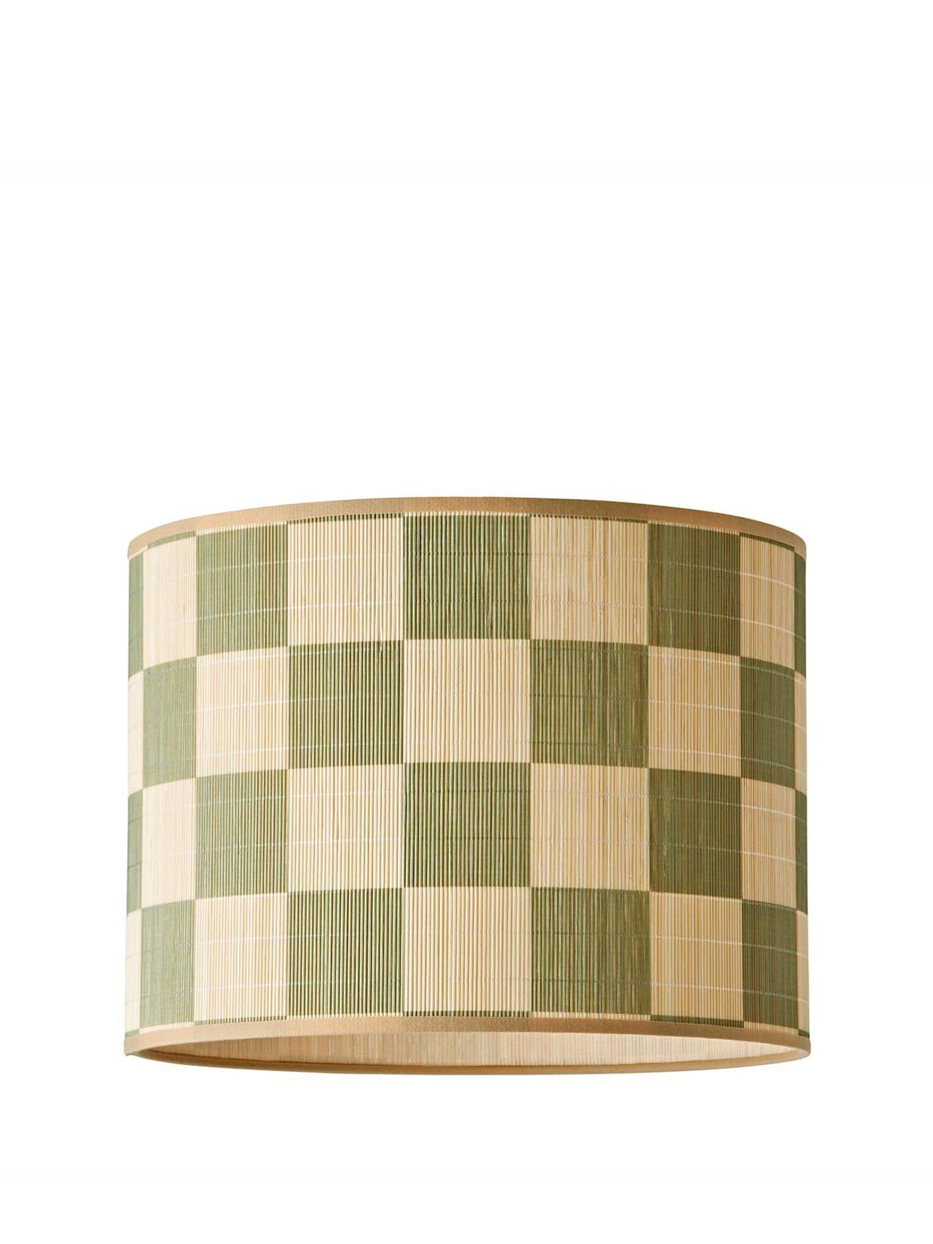 valuelights-lori-green-checkerboard-bamboo-drum-easy-fit-ceiling-light-lamp-shadestillFront